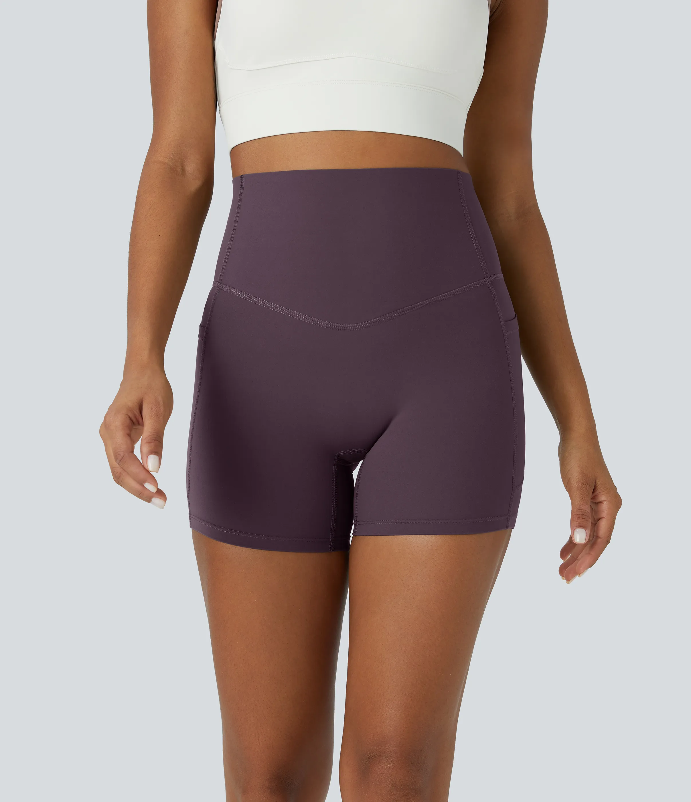 Halara Shorts de ciclista UltraSculpt™ moldeadores de abdomen de tiro alto y bolsillos laterales 12.5cm - Night's Purple - S sold by Halara product image thumbnail 3