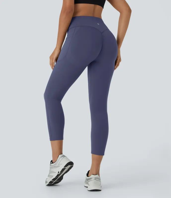Halara Leggings SoCinched UltraSculpt capri moldeador tiro alto bolsillo lateral control abdomen realce glúteo - Mood Indigo - M made by Halara