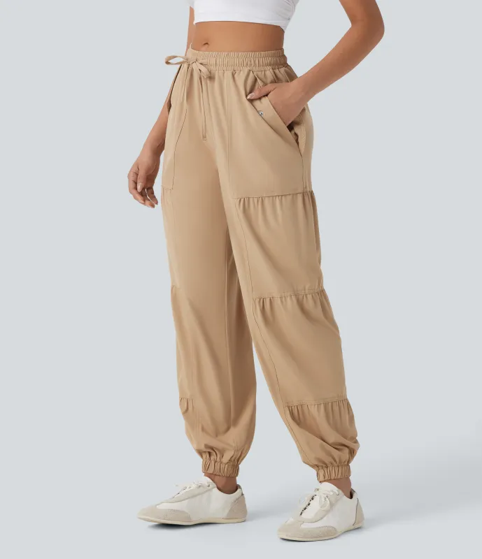 Halara Joggers casuales de tiro medio con cordón de secado rápido y múltiples bolsillos - Lattè - XS(regular) made by Halara