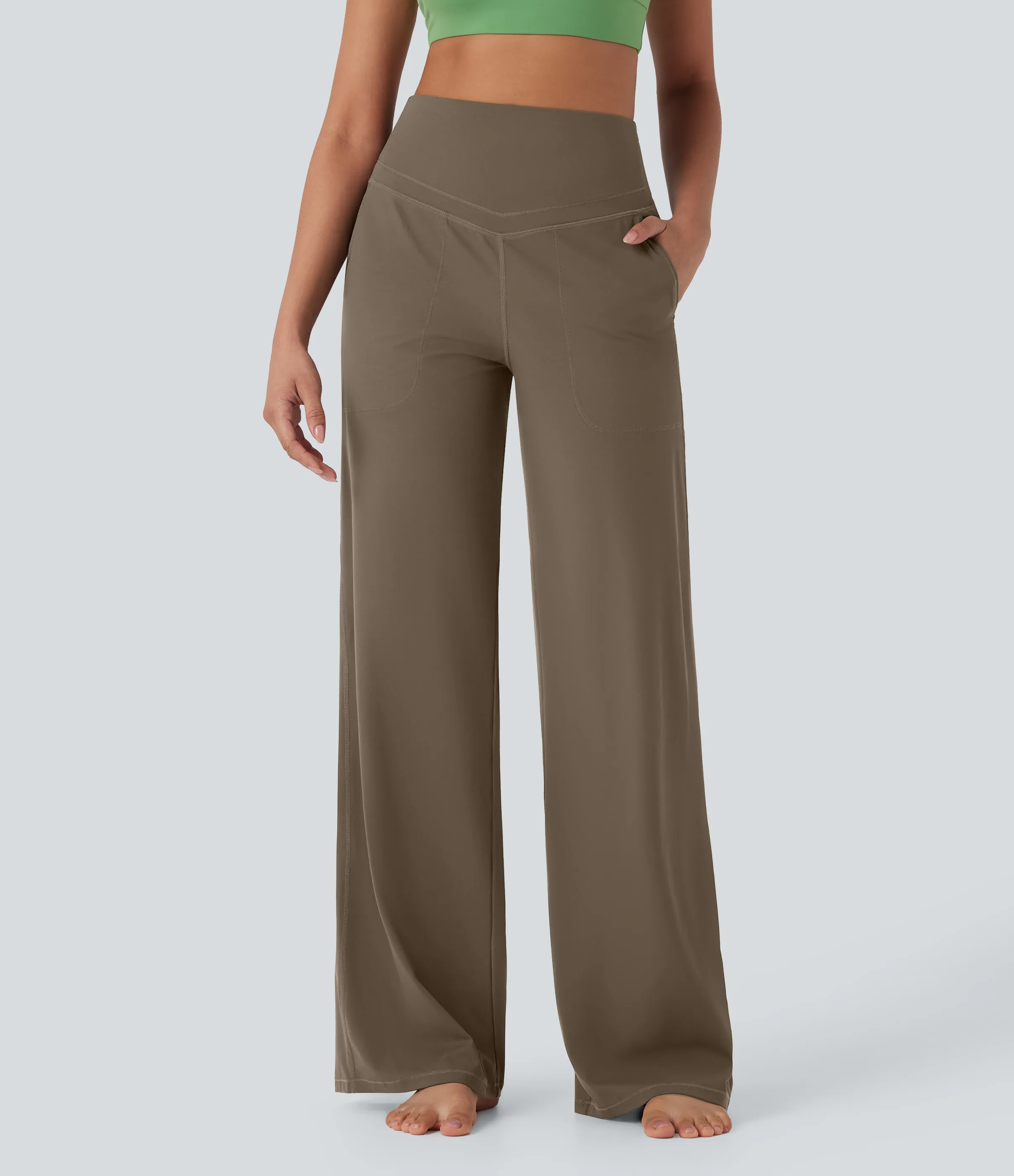 Halara Pantalones de yoga Halara UltraSculpt™ moldeadores de tiro alto con control de abdomen y pierna recta con bolsillos - Dawn Brown - M(petite) sold by Halara product image thumbnail 2