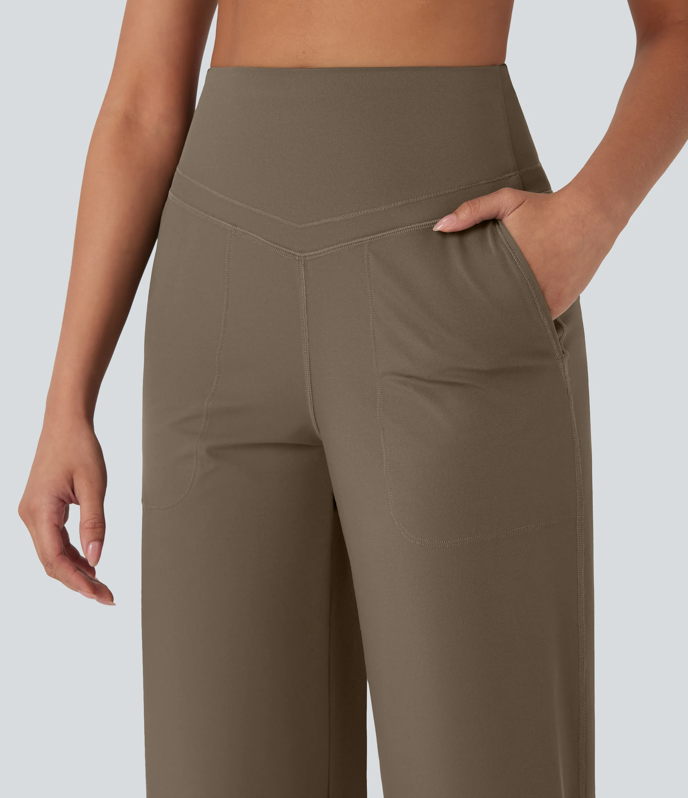 Halara Pantalones de yoga Halara UltraSculpt™ moldeadores de tiro alto con control de abdomen y pierna recta con bolsillos - Dawn Brown - M(petite) sold by Halara product image thumbnail 5