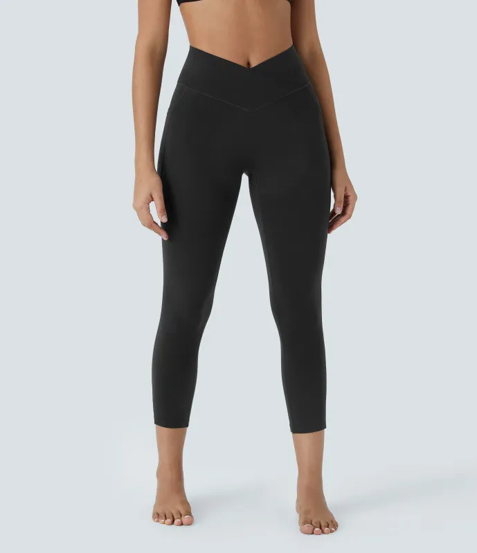 Halara Leggings capri Softlyzero™ yoga bolsillo cruzado tiro alto - Black - S made by Halara