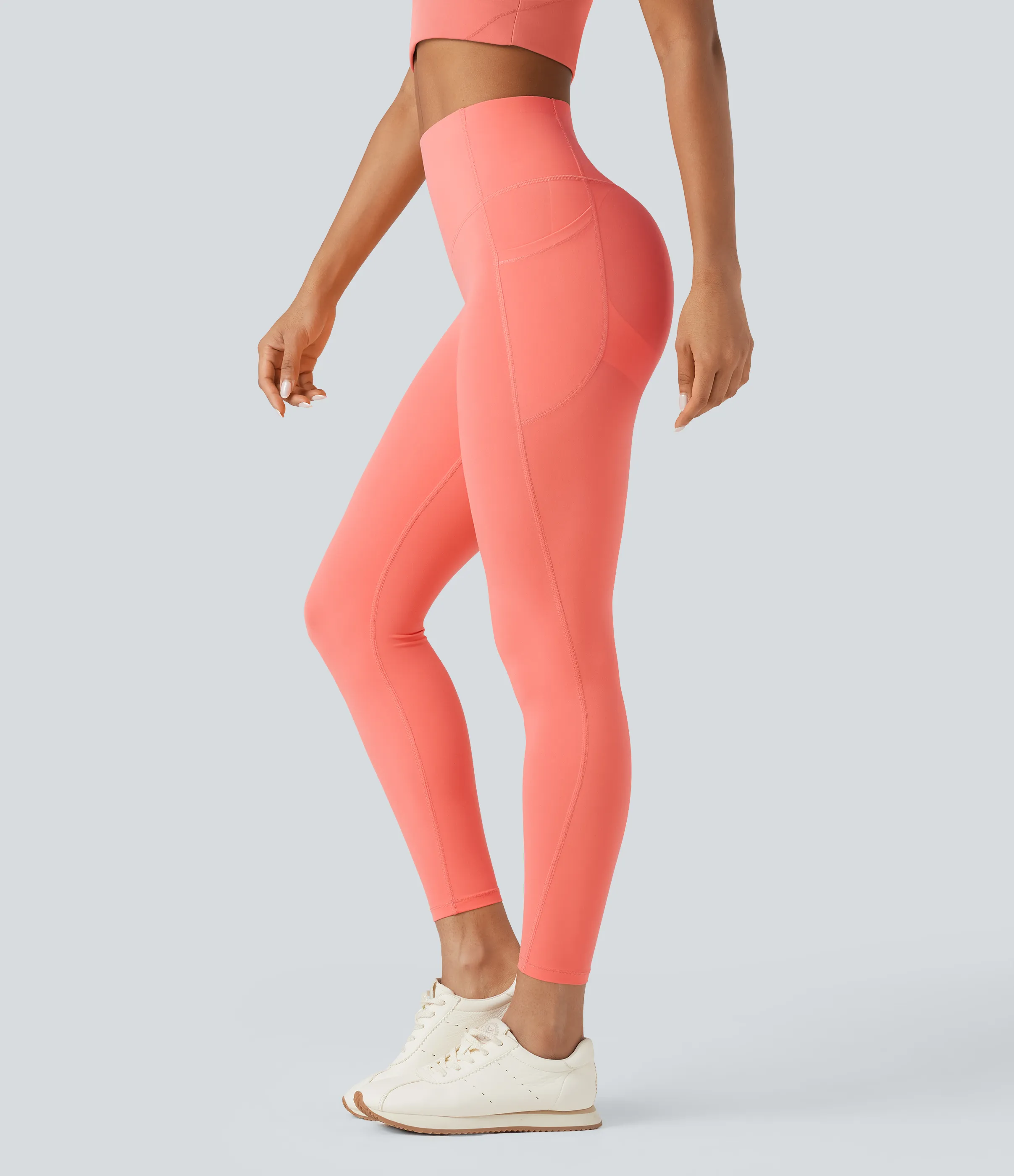 Halara Leggings SoCinched UltraSculpt tiro alto realce glúteos control abdomen bolsillo lateral moldeador - Fusion Coral - M(7/8) sold by Halara product image thumbnail 4