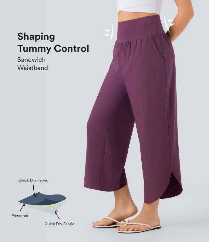 Halara Pantalón SoCinched resort secado rápido dobladillo dividido bolsillo lateral control abdomen tiro alto - Amaranth - XL(regular) made by Halara