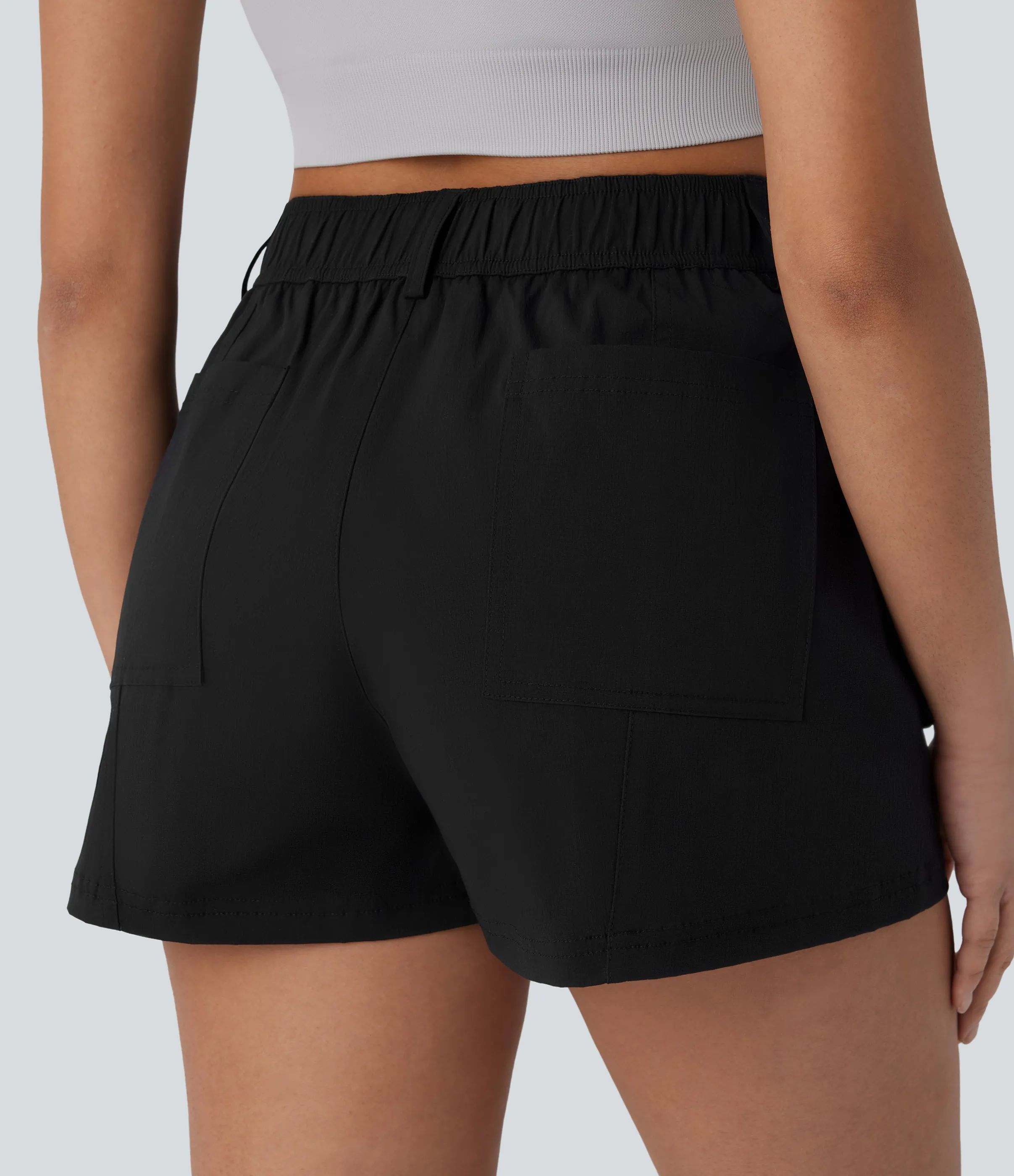 Halara Pantalón corto cargo senderismo múltiple bolsillo cierre botón tiro medio repelente agua ripstop - Black - XS sold by Halara product image thumbnail 5