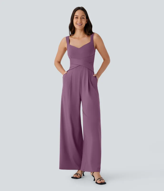 Halara Jumpsuit casual sin mangas con espalda en U y bolsillos - Argyle Purple - L(regular) made by Halara