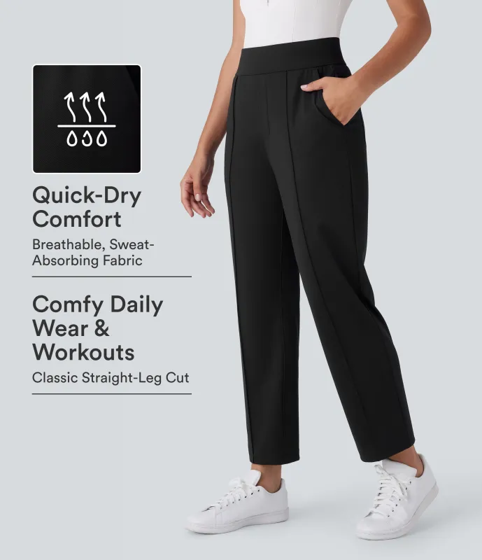 Halara Pantalón golf tiro medio alto múltiple bolsillo secado rápido - Camiseta golf - UPF 40+ - Black - M(petite) made by Halara