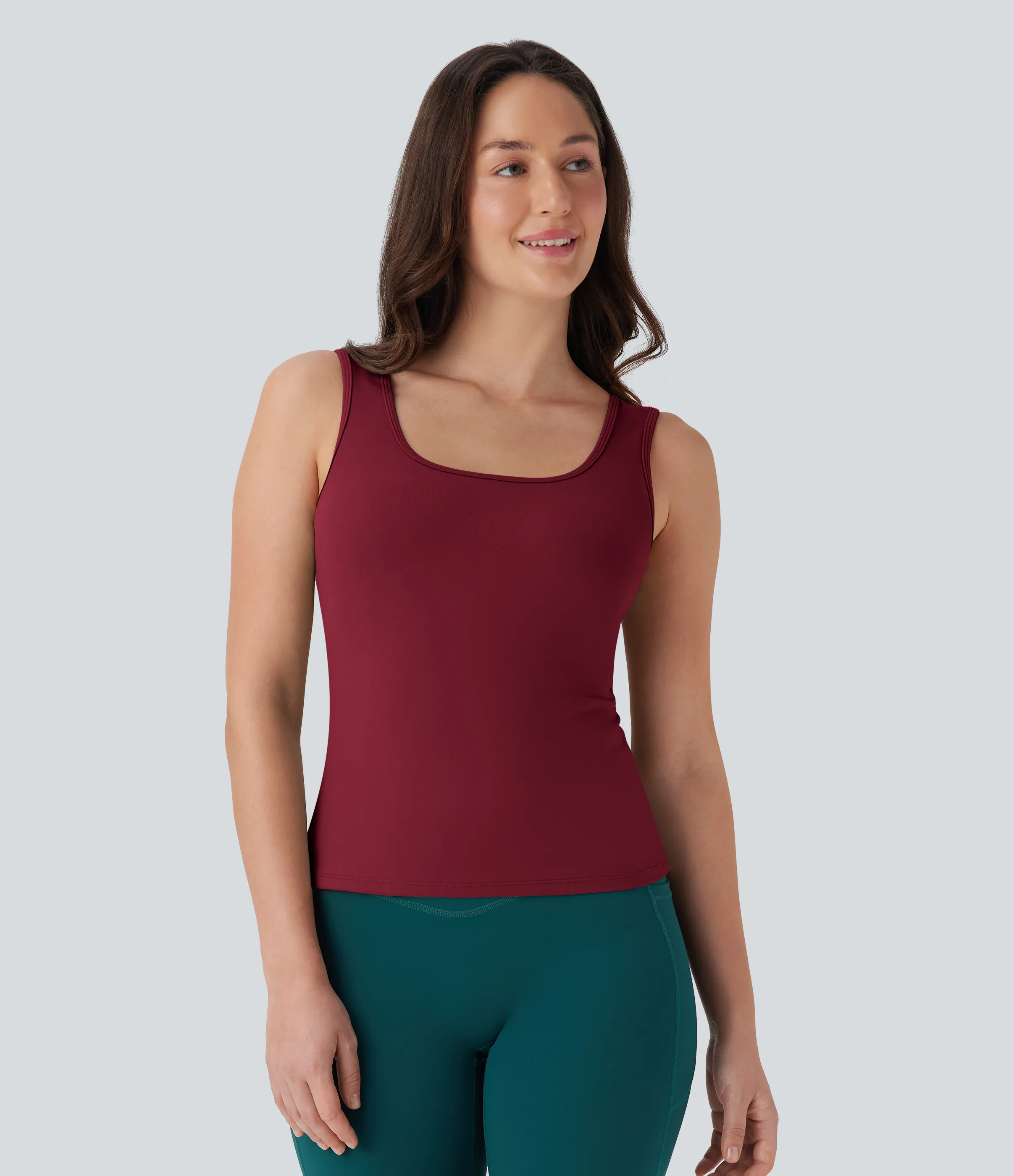 Halara Camiseta yoga cruzada cuello U sin espalda - más largo - Deep Wine - M(Long) sold by Halara product image thumbnail 3