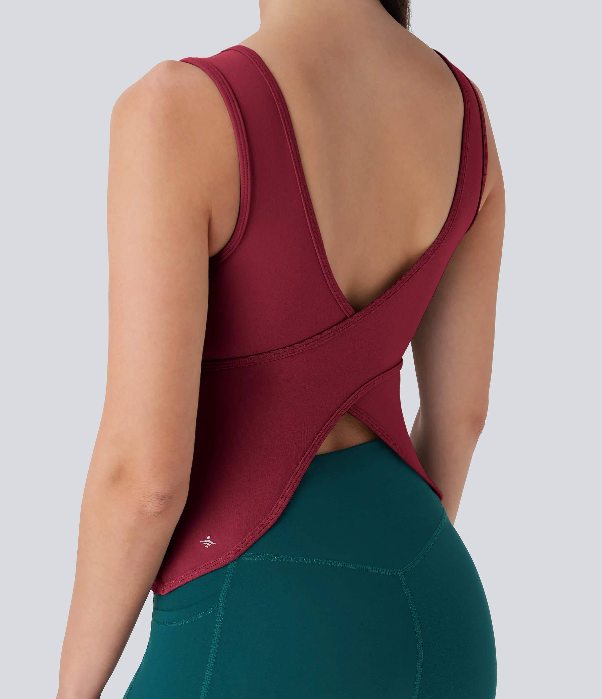 Halara Camiseta yoga cruzada cuello U sin espalda - más largo - Deep Wine - M(Long) sold by Halara product image thumbnail 5