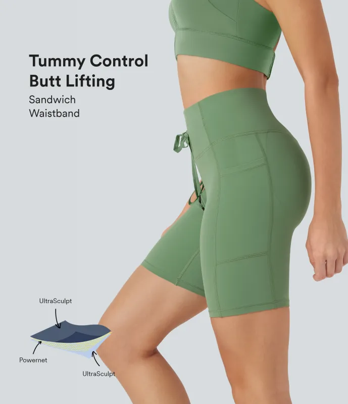 Halara Shorts biker moldeadores Halara UltraSculpt™ de tiro alto con efecto push-up y reductor de abdomen de 18cm con bolsillos - Kashmir - L made by Halara