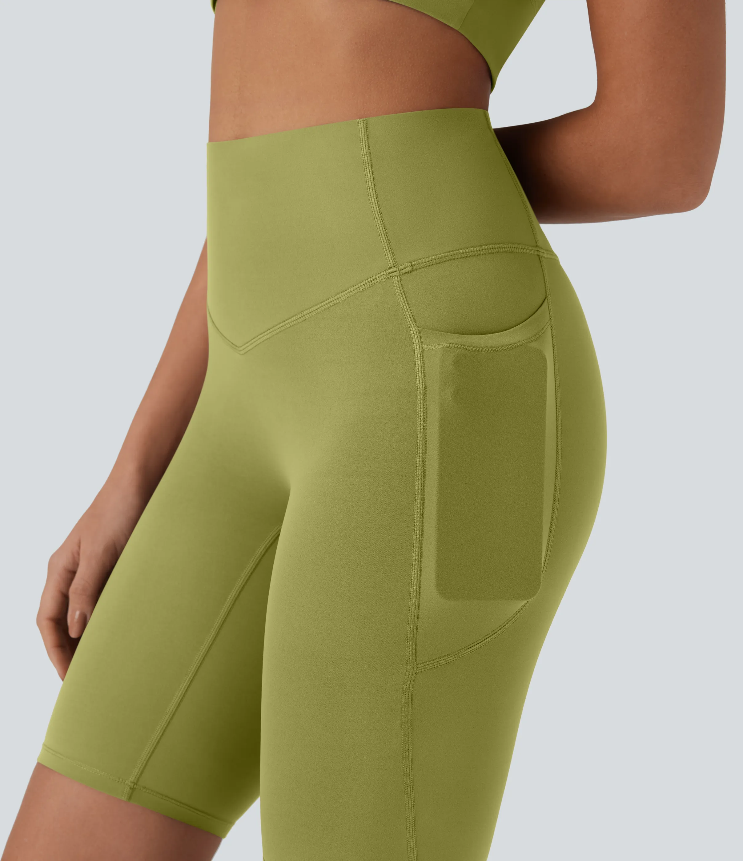 Halara Shorts biker Halara UltraSculpt™ moldeadores tiro alto con reductor de abdomen y bolsillos laterales 22.8cm - Moss - XS sold by Halara product image thumbnail 5