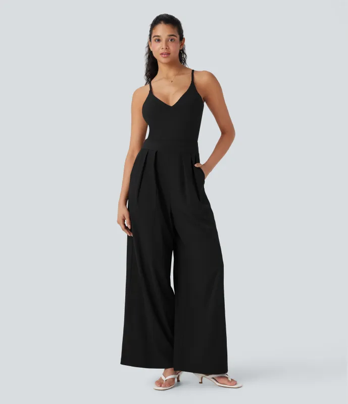 Halara Mono casual ancho de secado rápido Breezeful™, espalda descubierta y bolsillos laterales - Edición Easy Peezy - Black - M(regular) made by Halara