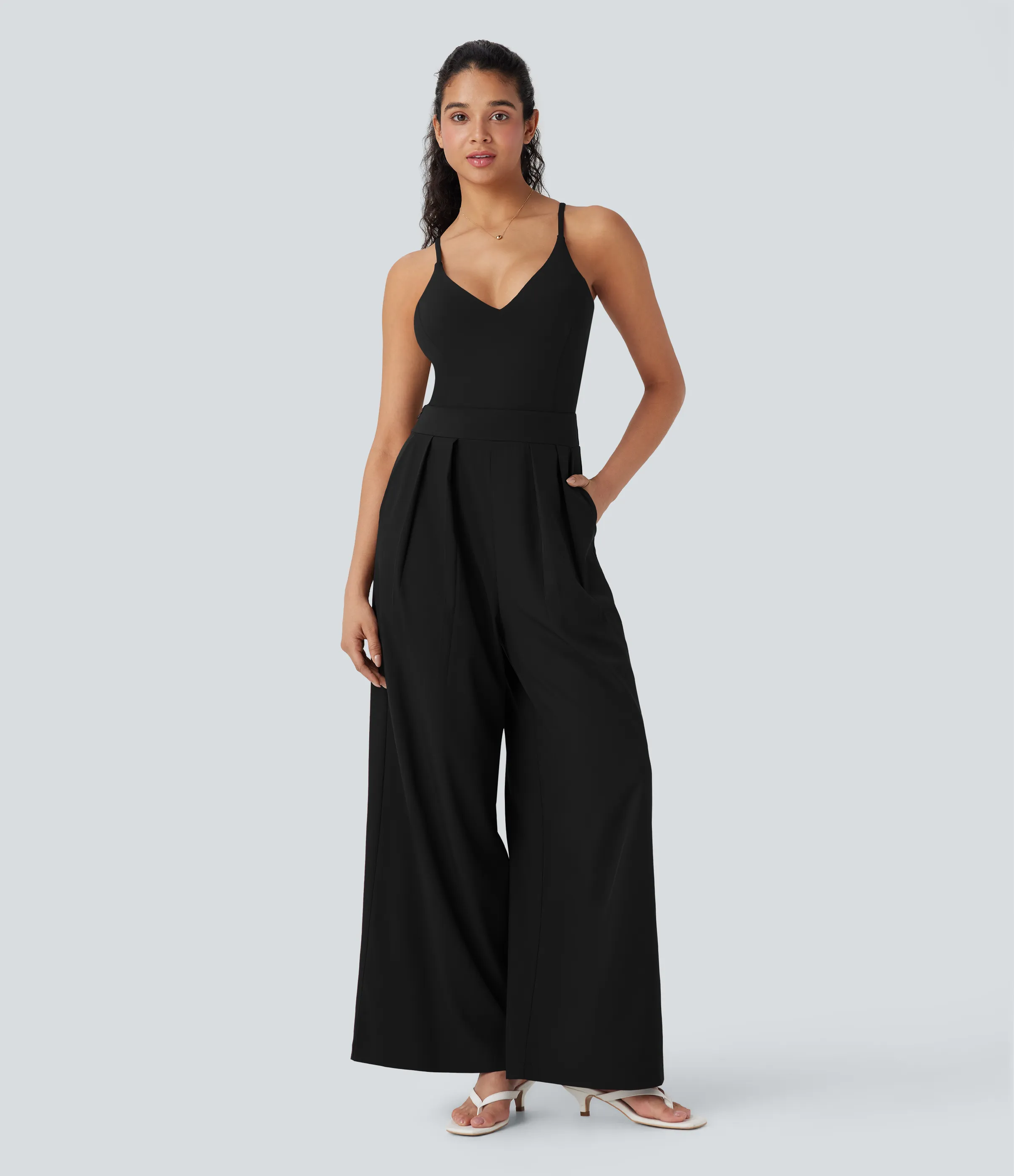 Halara Mono casual ancho de secado rápido Breezeful™, espalda descubierta y bolsillos laterales - Edición Easy Peezy - Black - M(regular) sold by Halara product image thumbnail 2