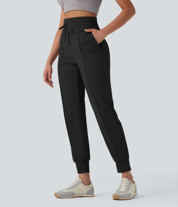 Halara Pantalones deportivos de yoga de tiro alto con cordón y secado rápido con bolsillos y protección UPF 40+ - Black - XS(regular) made by Halara