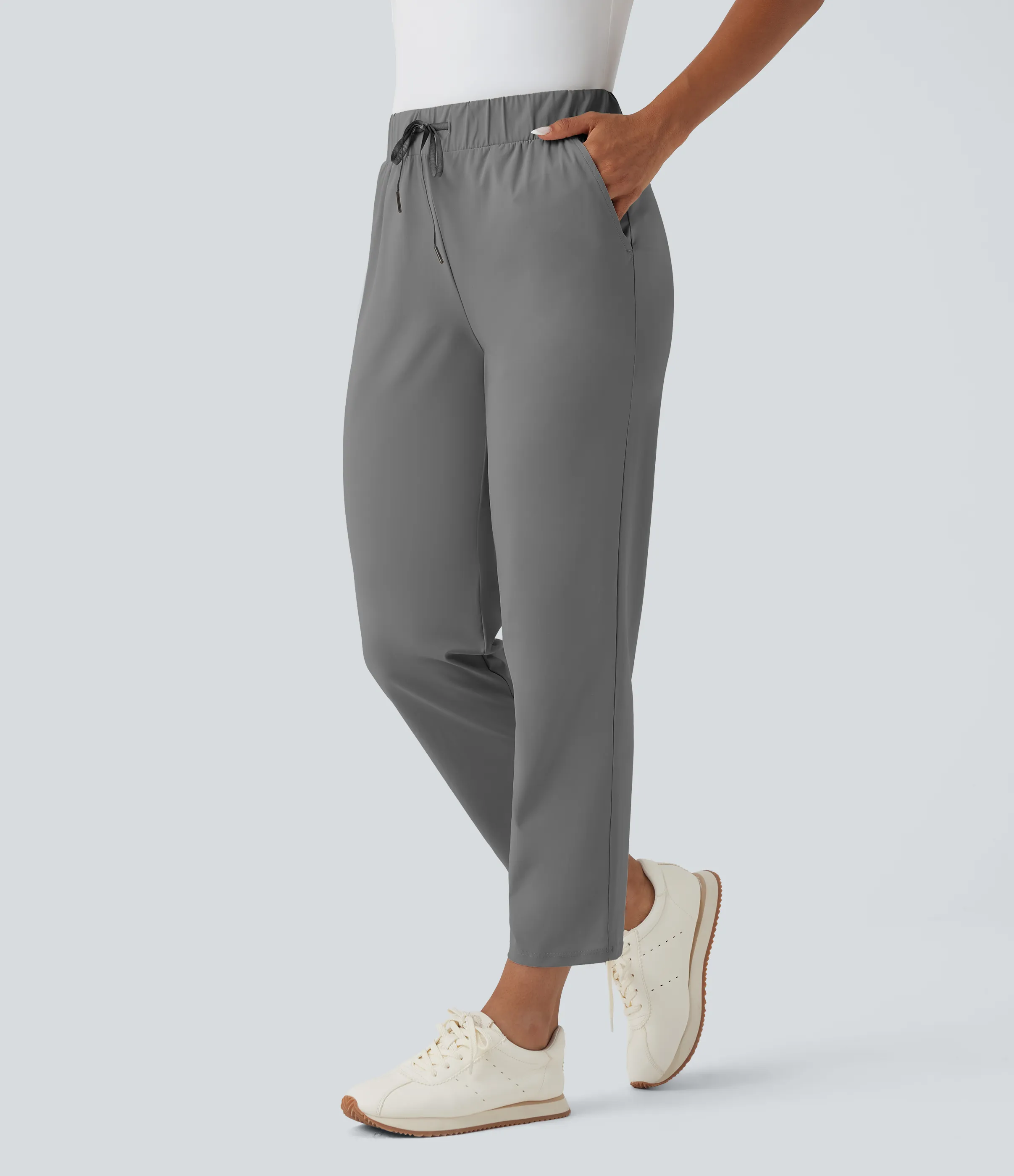 Halara Pantalones de golf ajustados con secado rápido de tiro alto con bolsillos, cordón y bolsillo para tee de golf - Steel Gray - M(regular) sold by Halara product image thumbnail 2