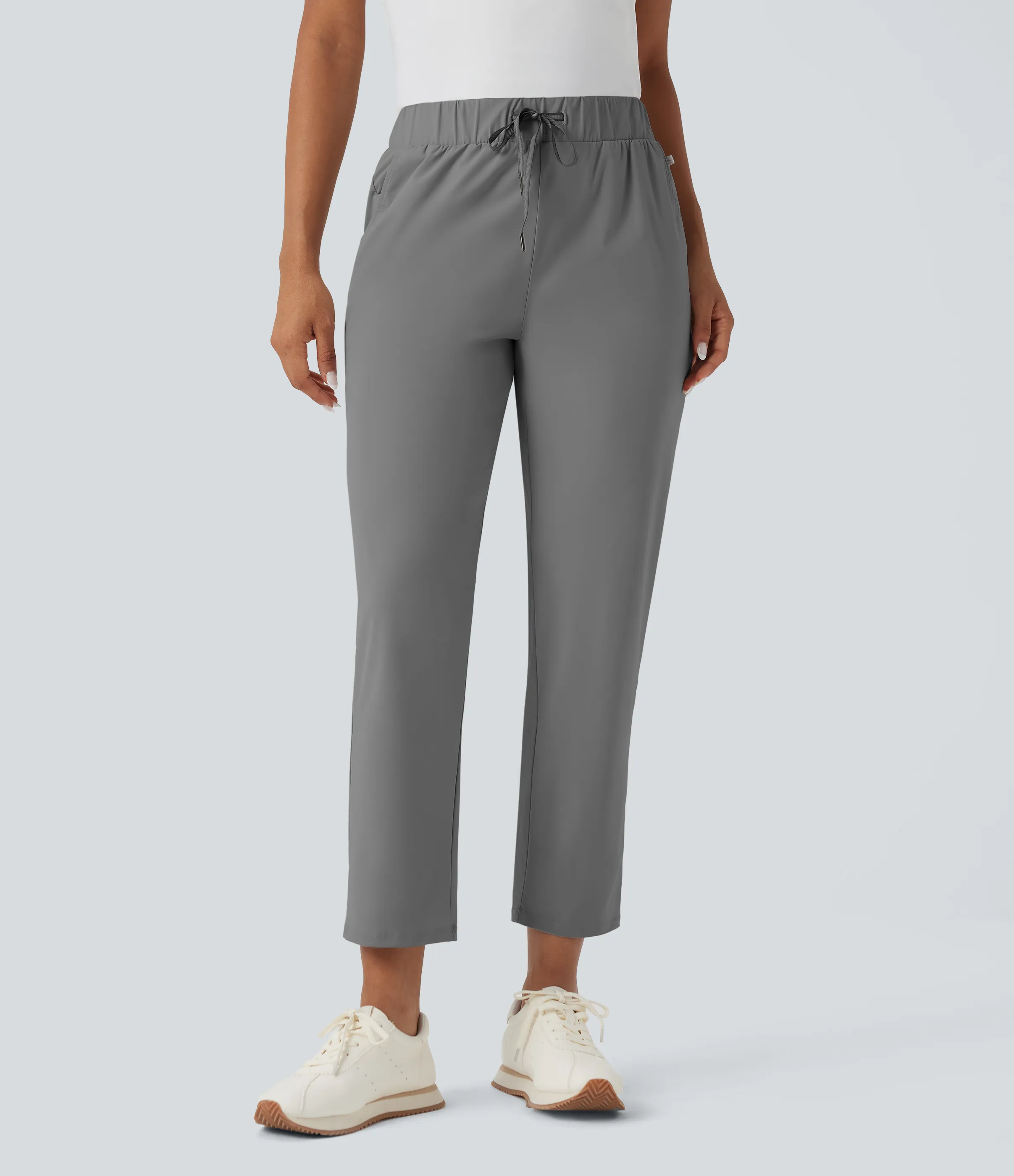 Halara Pantalones de golf ajustados con secado rápido de tiro alto con bolsillos, cordón y bolsillo para tee de golf - Steel Gray - M(regular) sold by Halara product image thumbnail 4