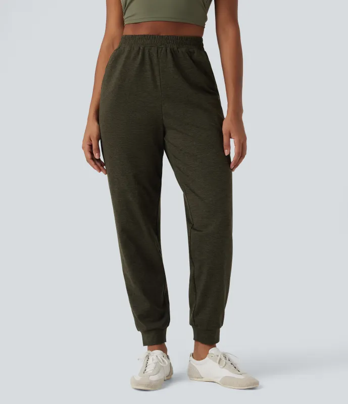 Halara Joggers casuales de tiro alto con secado rápido y bolsillos - UPF 40+ - Shadow Moss - L(regular) made by Halara