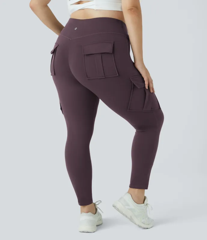 Halara Leggings yoga ajustado bolsillo cargo tiro alto talla grande 7/8 - Dusky Evening purple - 2X made by Halara