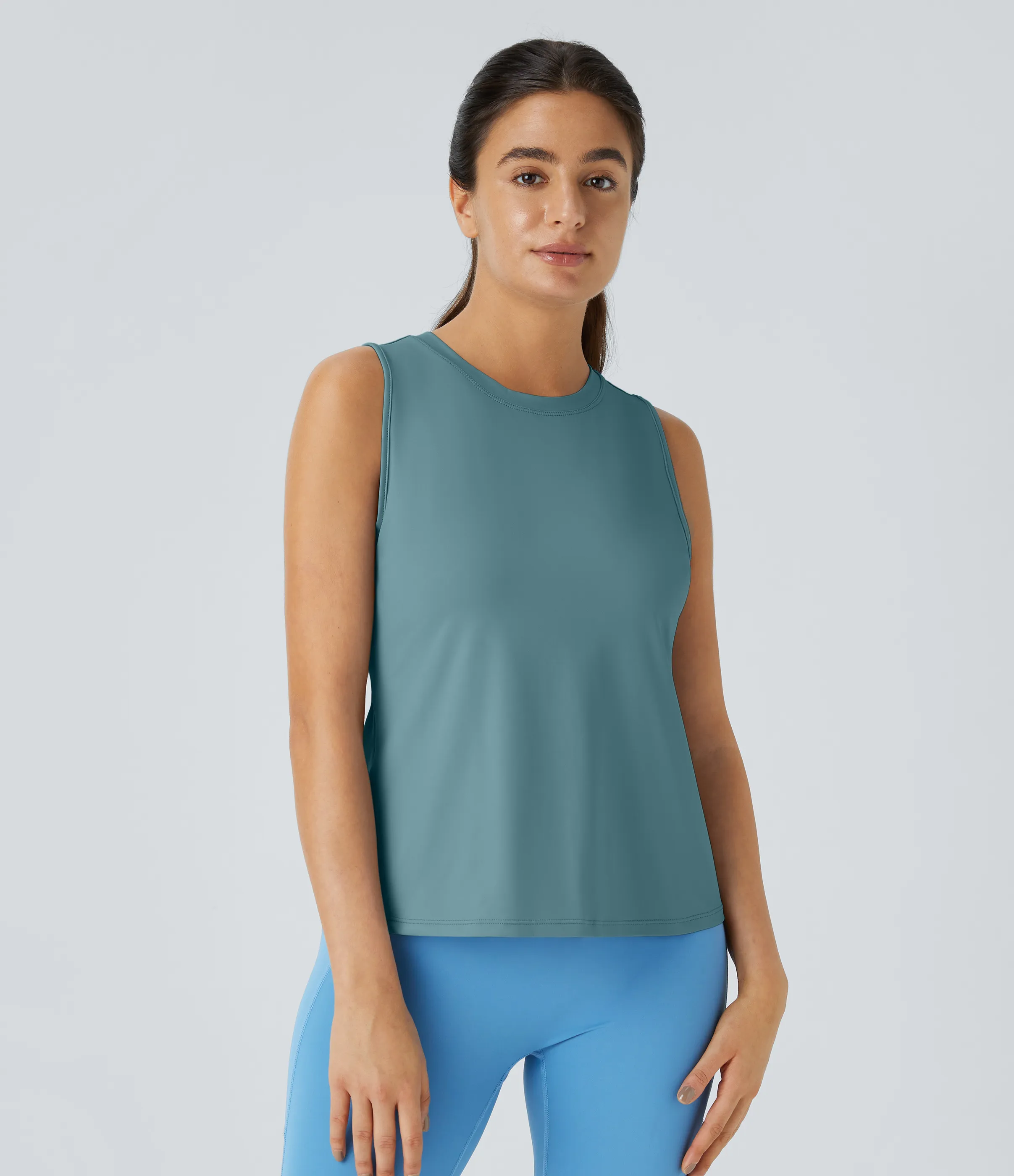 Halara Camiseta sin mangas yoga unicolor dobladillo cruzado abertura - Arctic - M sold by Halara product image thumbnail 3