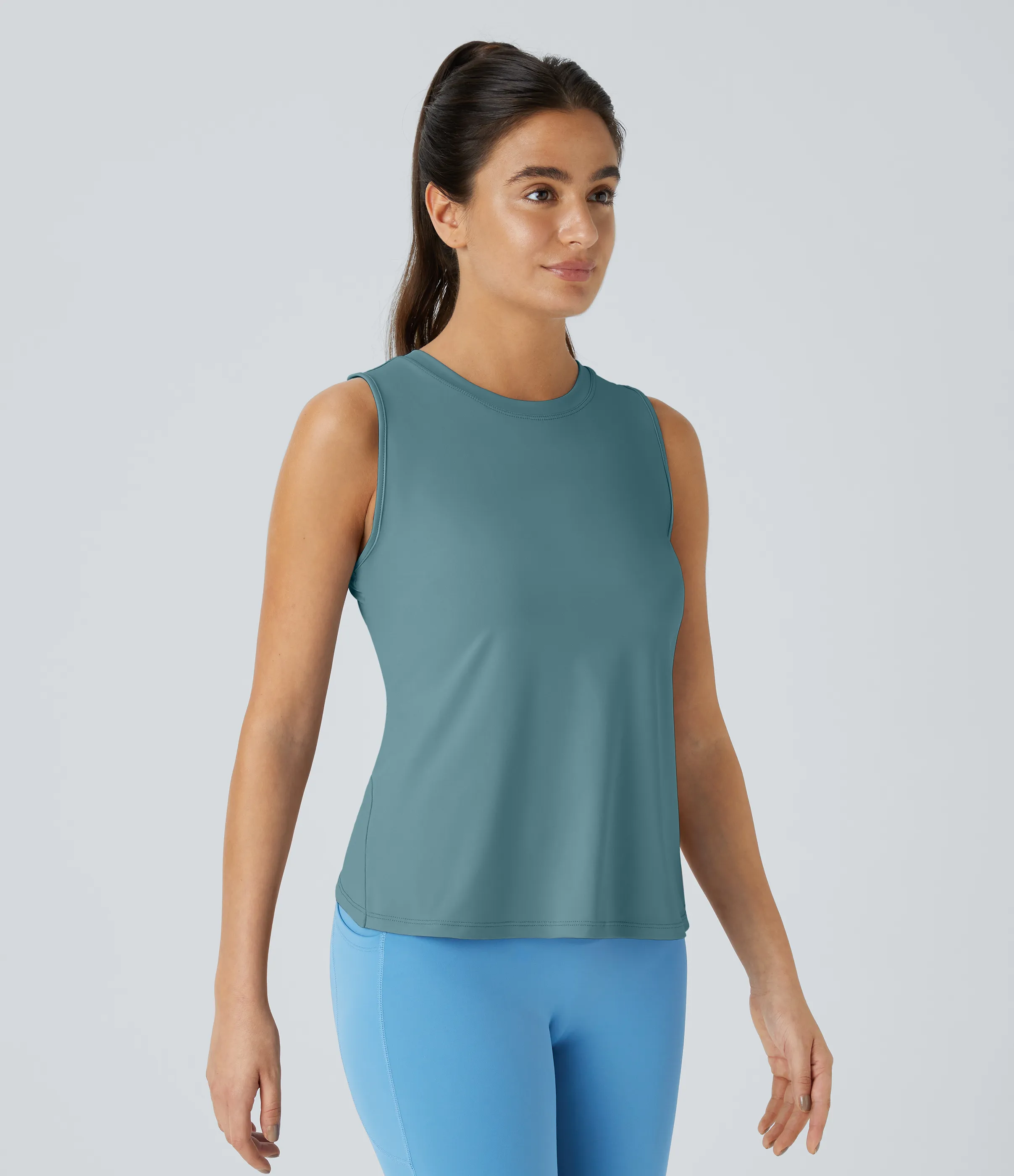 Halara Camiseta sin mangas yoga unicolor dobladillo cruzado abertura - Arctic - M sold by Halara product image thumbnail 4