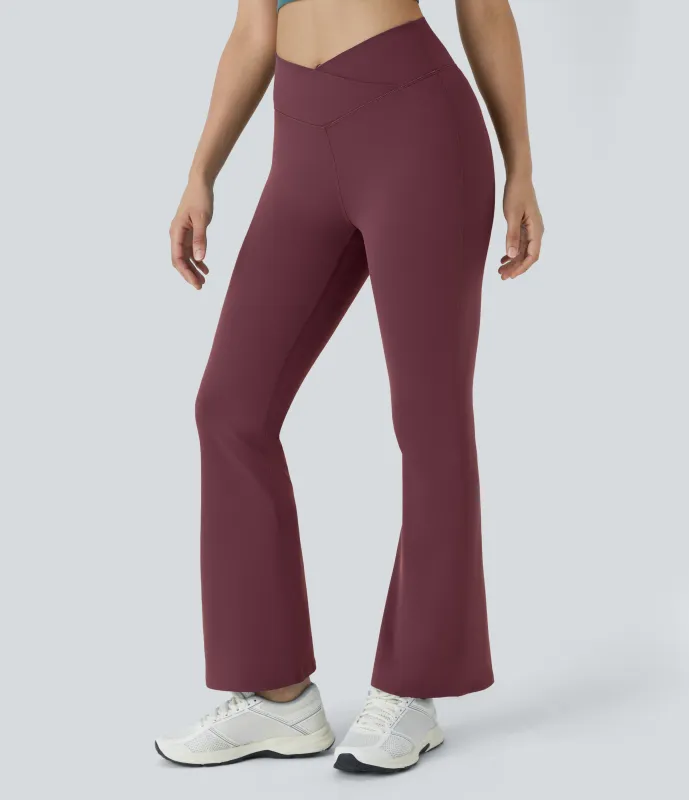 Halara Leggings yoga acampanado cruzado tiro alto - Red Mahogany - L(petite) made by Halara