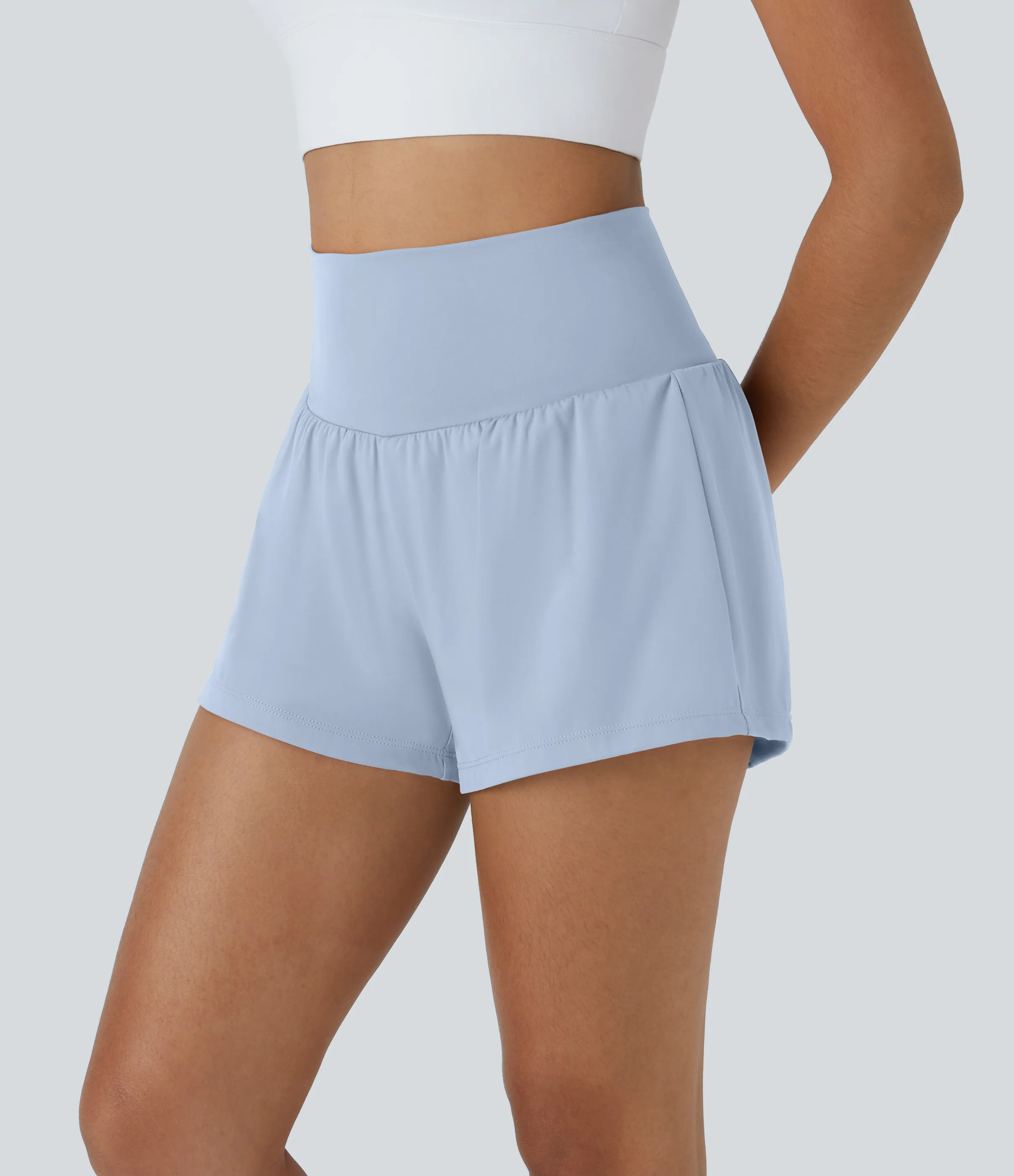 Halara Pantalón corto yoga 2 en 1 tiro alto bolsillo trasero lateral oculto 7.5cm - Skyway - L sold by Halara product image thumbnail 4