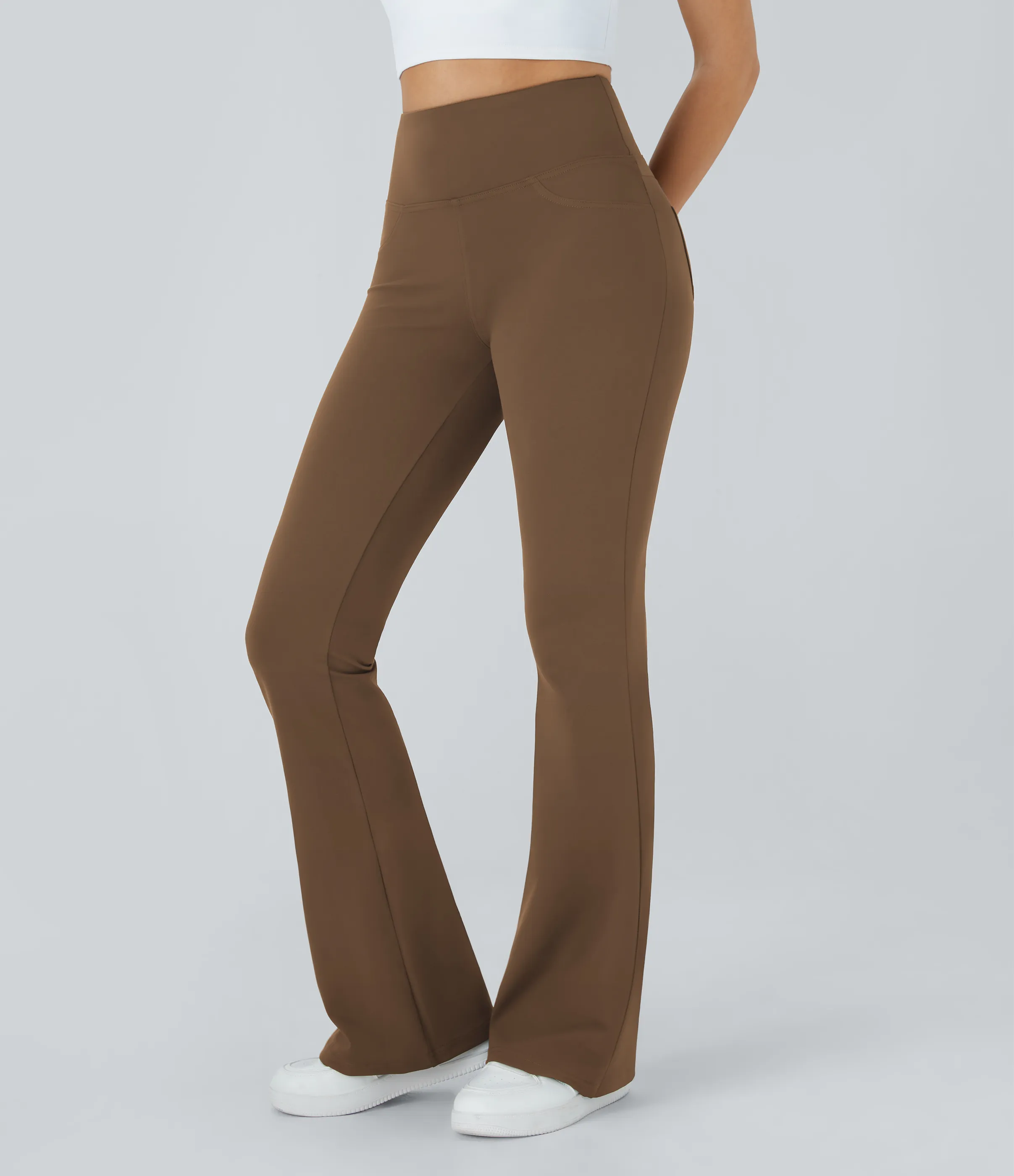 Halara Leggings de yoga acampanados de tiro alto con bolsillos - Sepia - S(tall) sold by Halara product image thumbnail 3