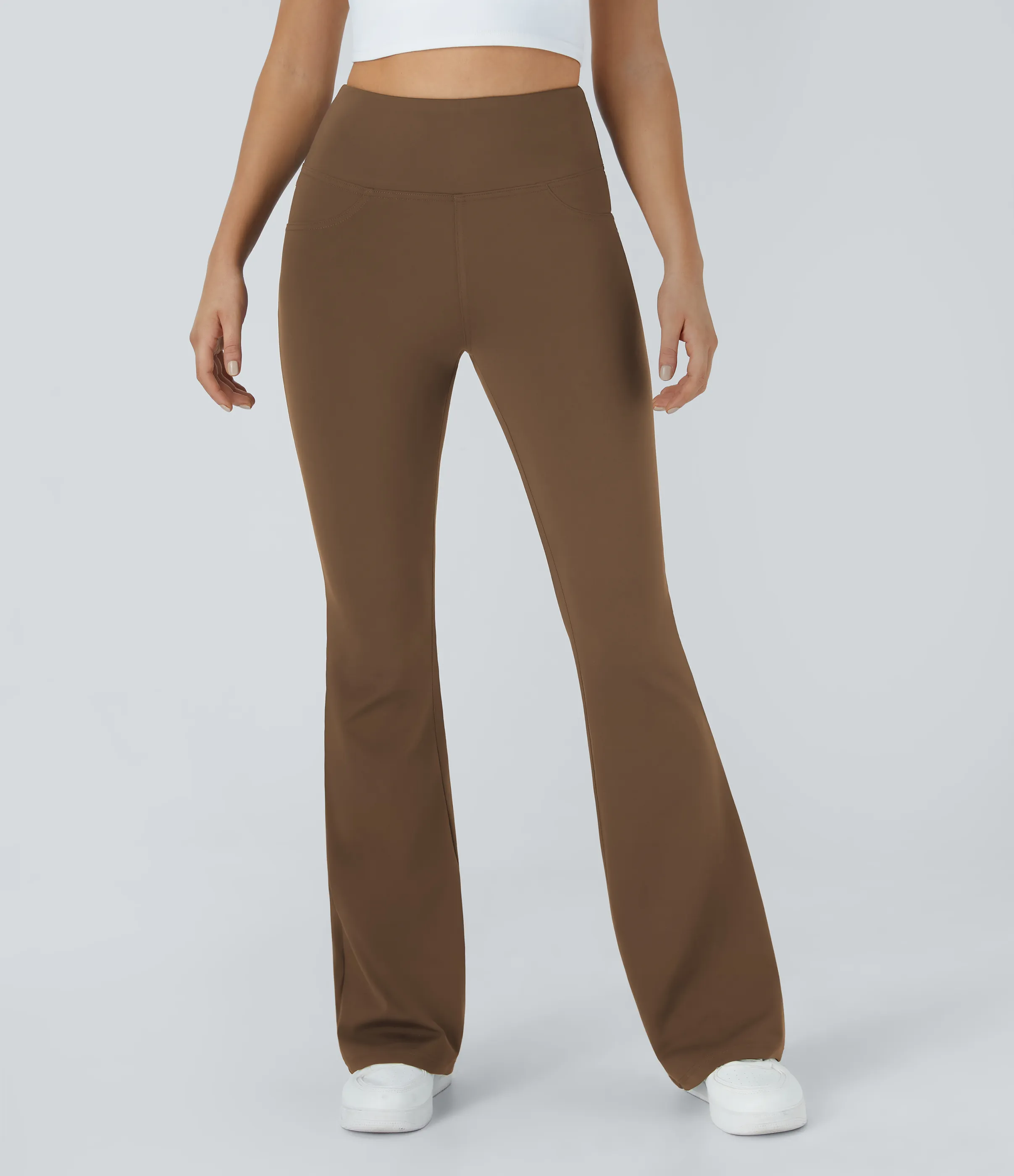 Halara Leggings de yoga acampanados de tiro alto con bolsillos - Sepia - S(tall) sold by Halara product image thumbnail 4