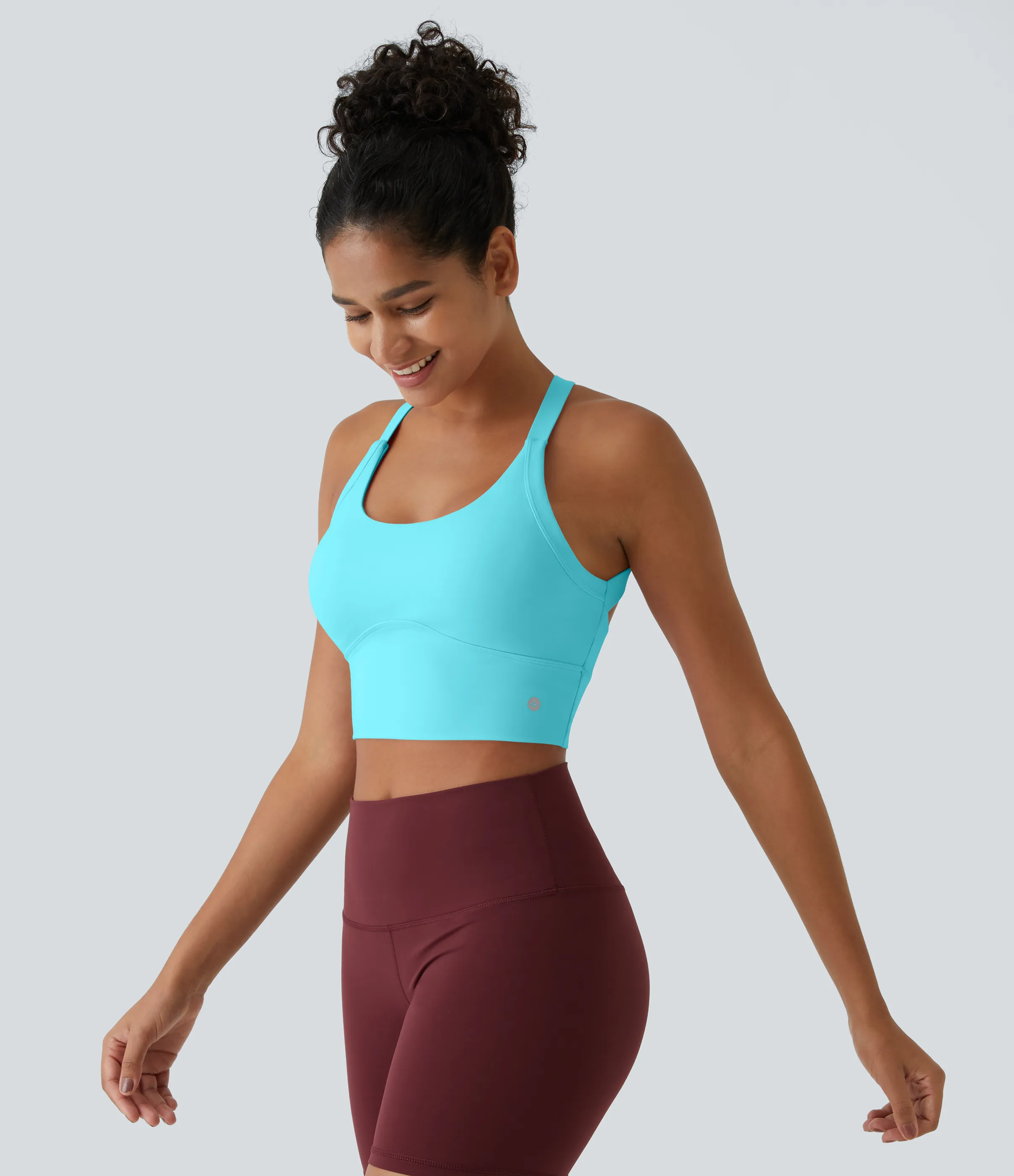 Halara Top corto de yoga SoftlyZero™ Plush afelpado con abertura en copas D-F - Baroque Blue - M sold by Halara product image thumbnail 4