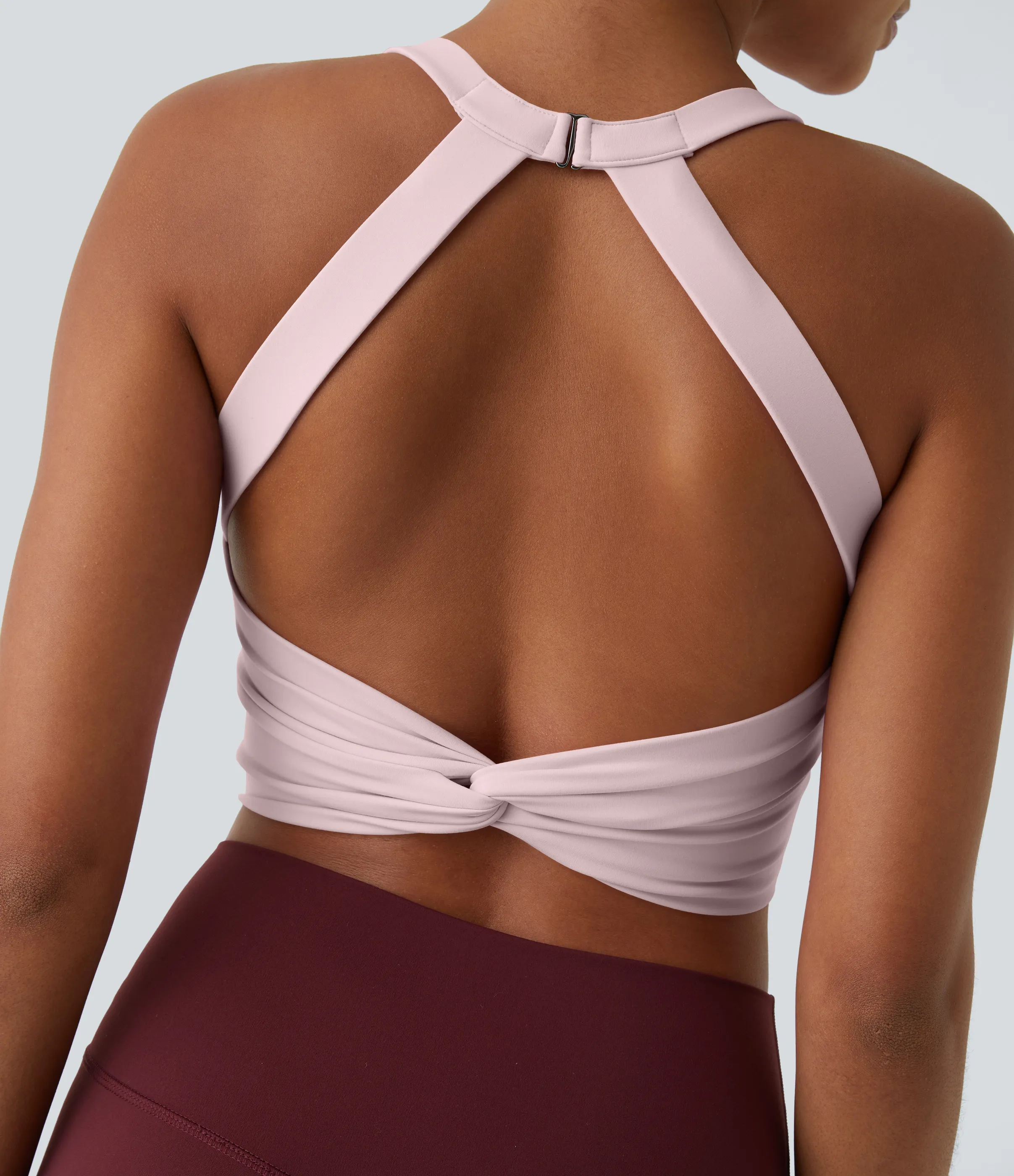 Halara Top corto de yoga SoftlyZero™ Plush afelpado con abertura en copas D-F - Primrose Pink - S sold by Halara product image thumbnail 5
