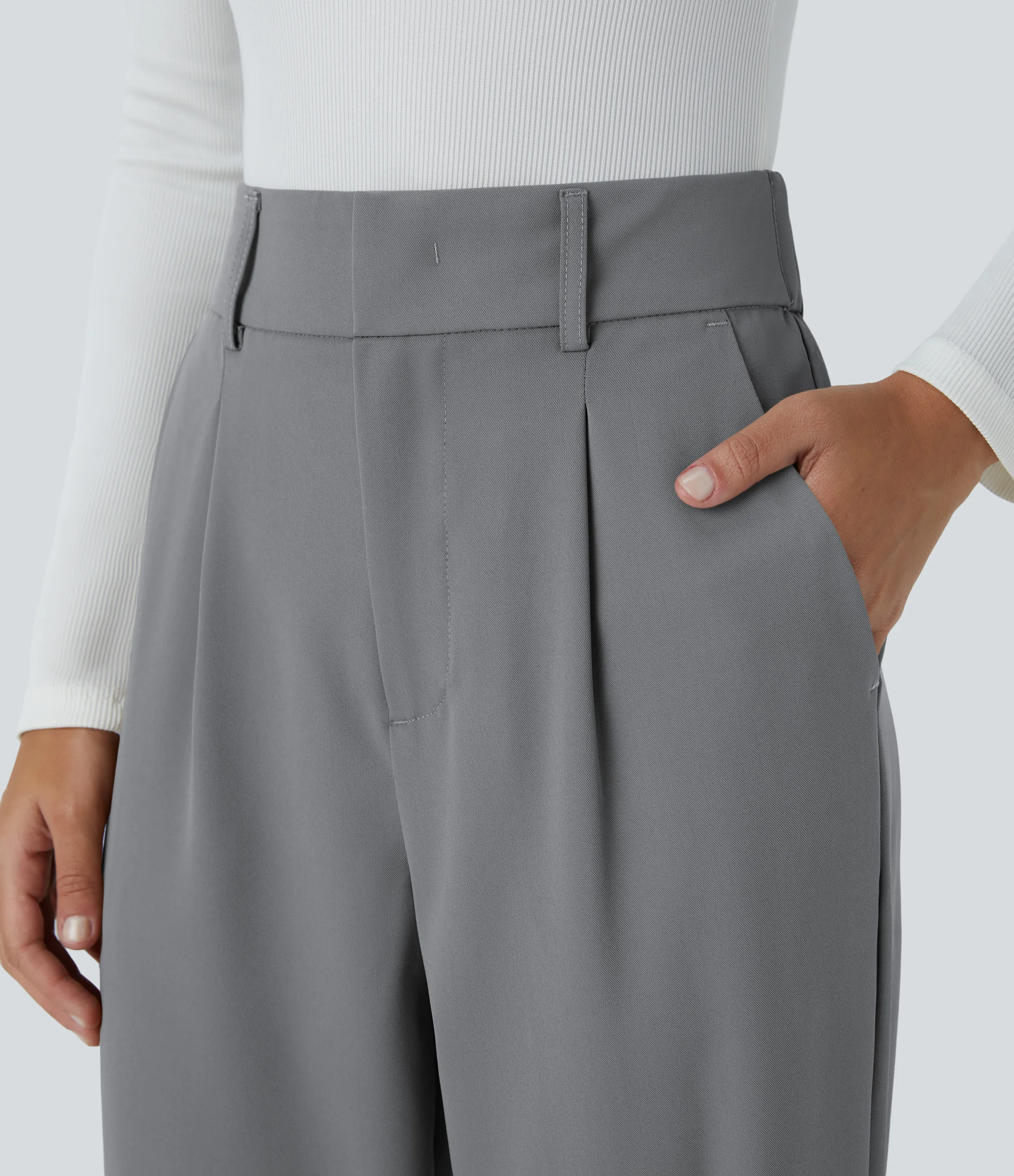 Halara Pantalón oficina ajustado tiro alto bolsillo lateral - Mockingbird - S(petite) sold by Halara product image thumbnail 5