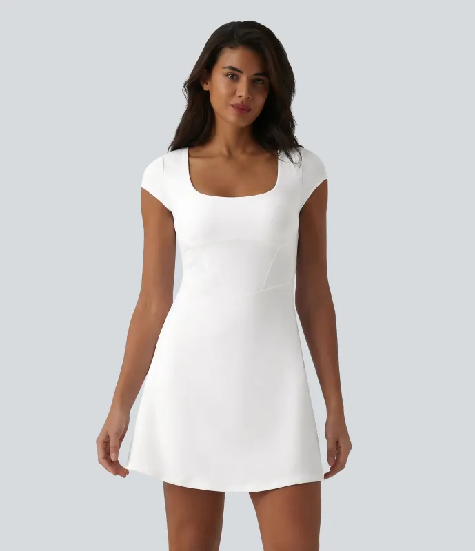 Halara Minivestido casual Softlyzero™ 2 en 1 con escote cuadrado y bolsillo  - White - XS made by Halara