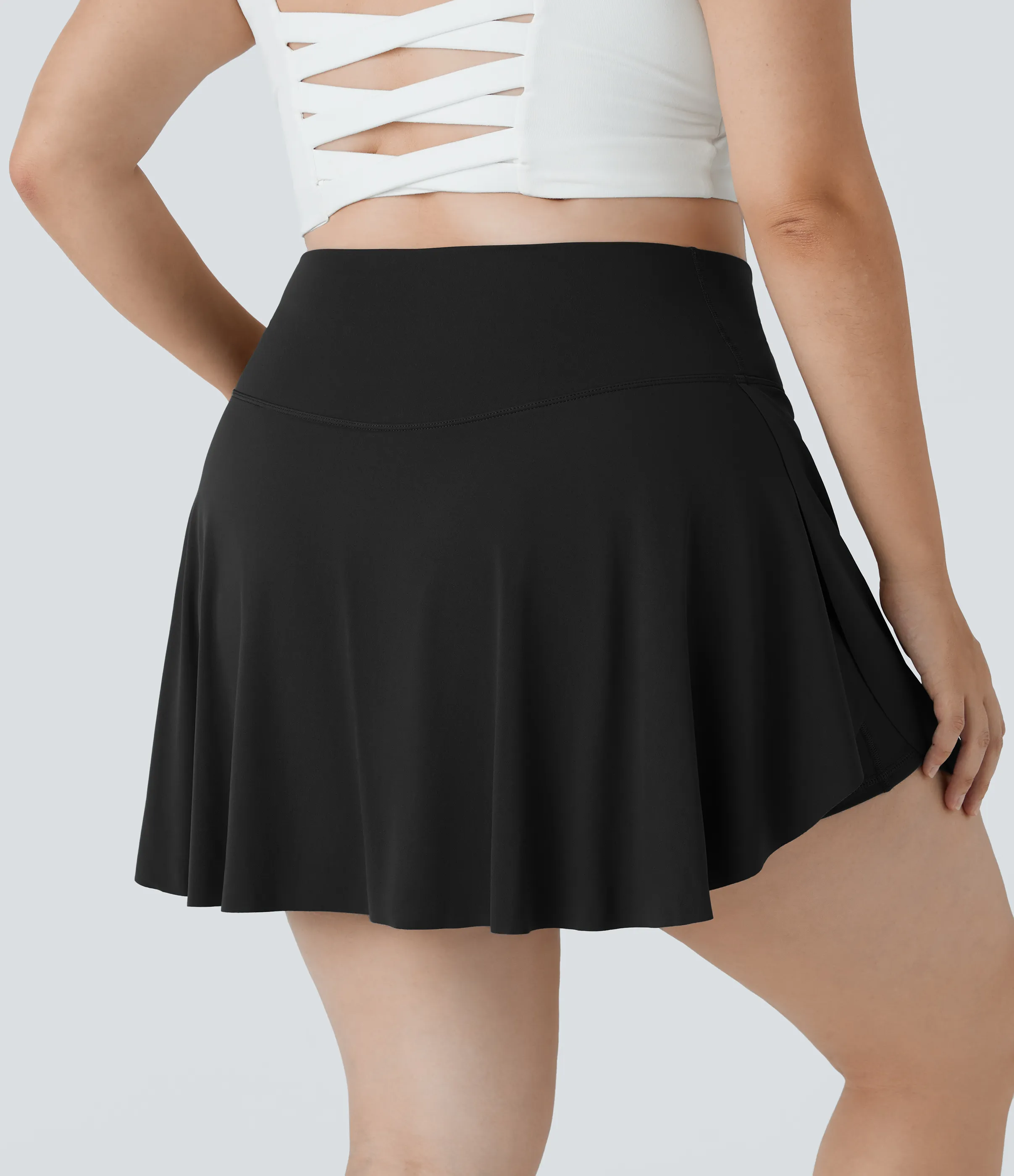 Halara Falda Softlyzero™ Airy tenis talla grande 2 en 1 tacto fresco bolsillo lateral cruzado Everyday-Lucid - Black - 1X sold by Halara product image thumbnail 3