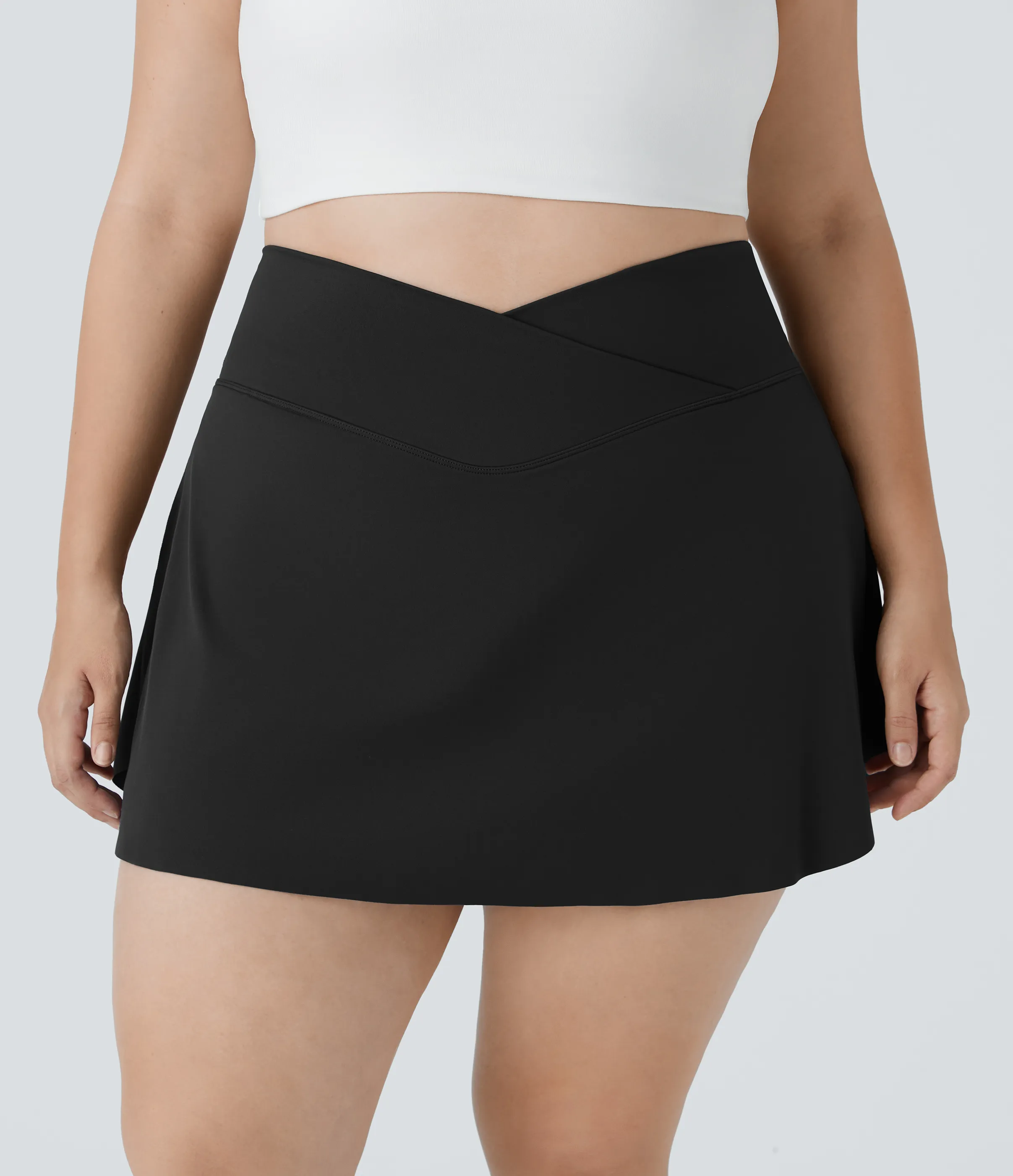 Halara Falda Softlyzero™ Airy tenis talla grande 2 en 1 tacto fresco bolsillo lateral cruzado Everyday-Lucid - Black - 1X sold by Halara product image thumbnail 4