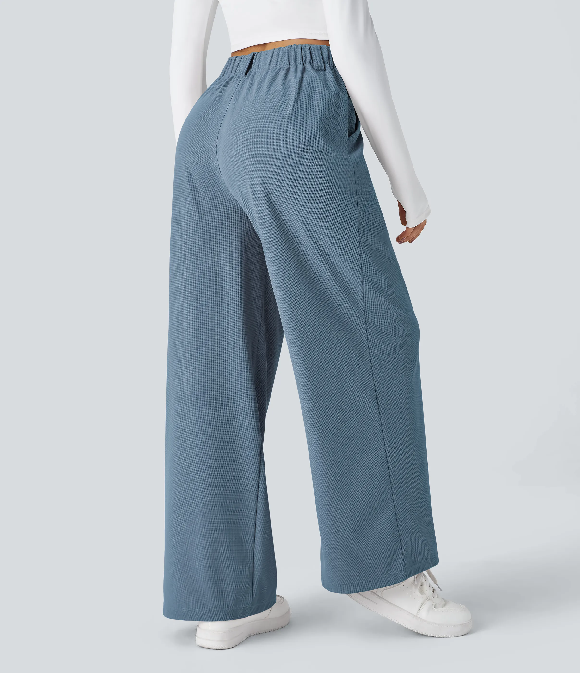 Halara Pantalones Halara Flex™ de oficina anchos plisados de tiro alto con bolsillos en tela tipo gofre - Mountain Spring - XL(petite) sold by Halara product image thumbnail 3