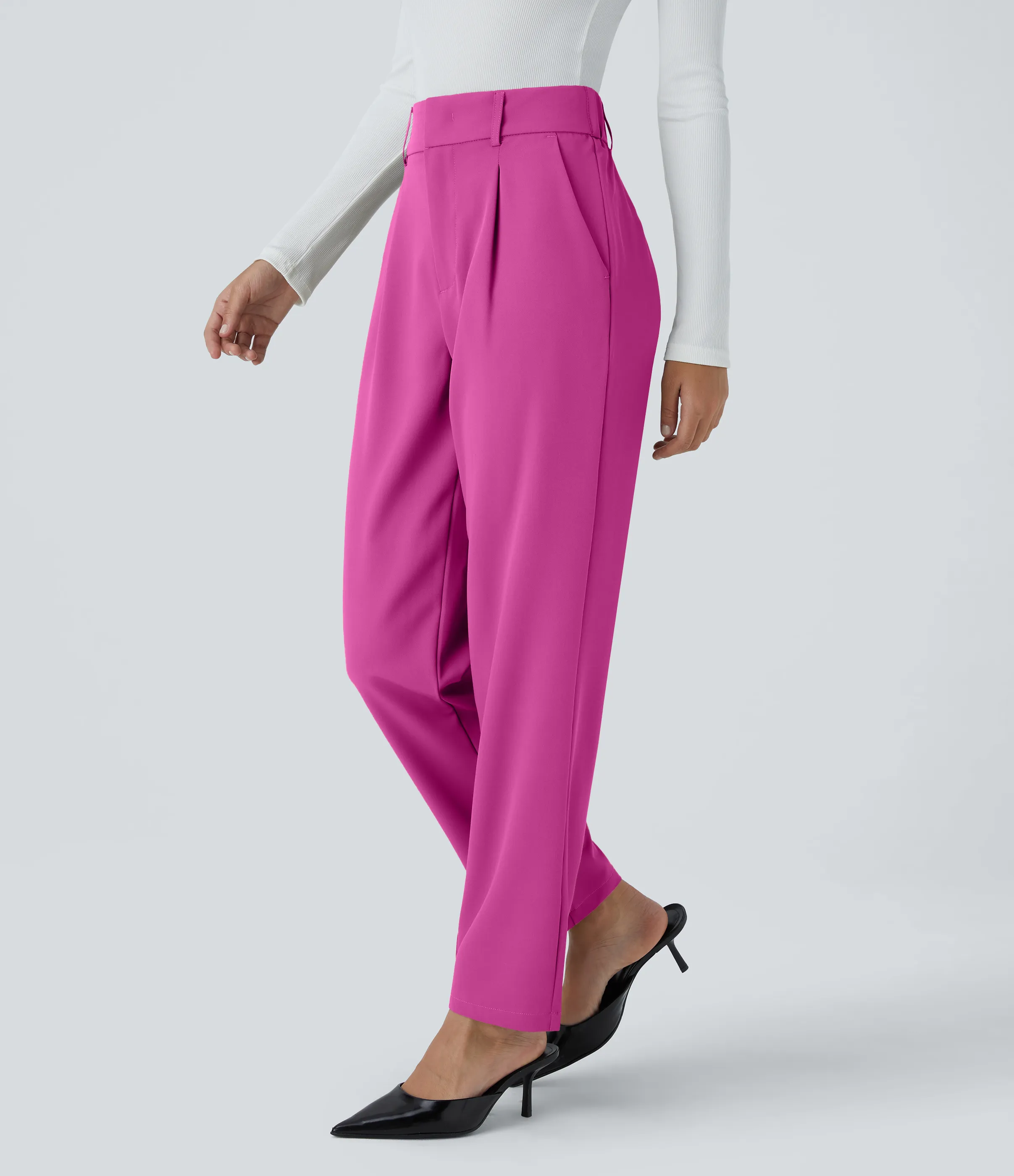 Halara Pantalón oficina ajustado tiro alto bolsillo lateral - Rose Violet - L(regular) sold by Halara product image thumbnail 4