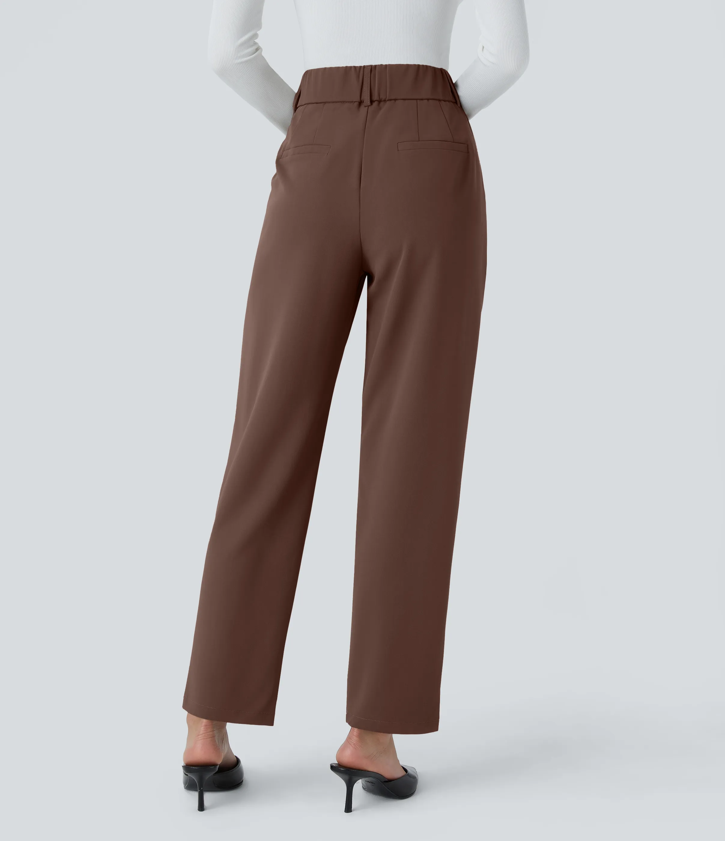 Halara Pantalón oficina ajustado tiro alto bolsillo lateral - Rocky Road - XS(petite) sold by Halara product image thumbnail 3