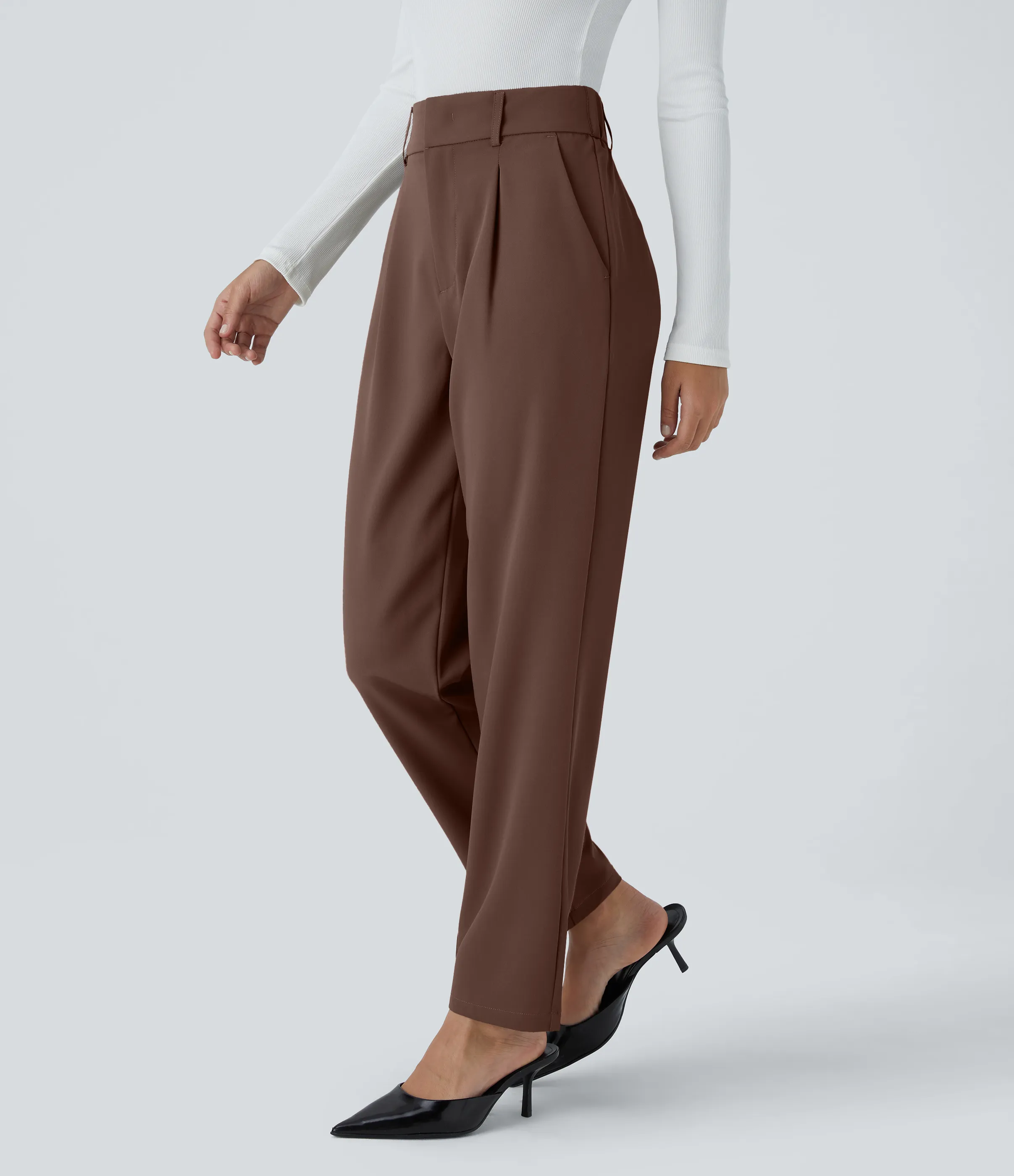 Halara Pantalón oficina ajustado tiro alto bolsillo lateral - Rocky Road - XS(petite) sold by Halara product image thumbnail 4