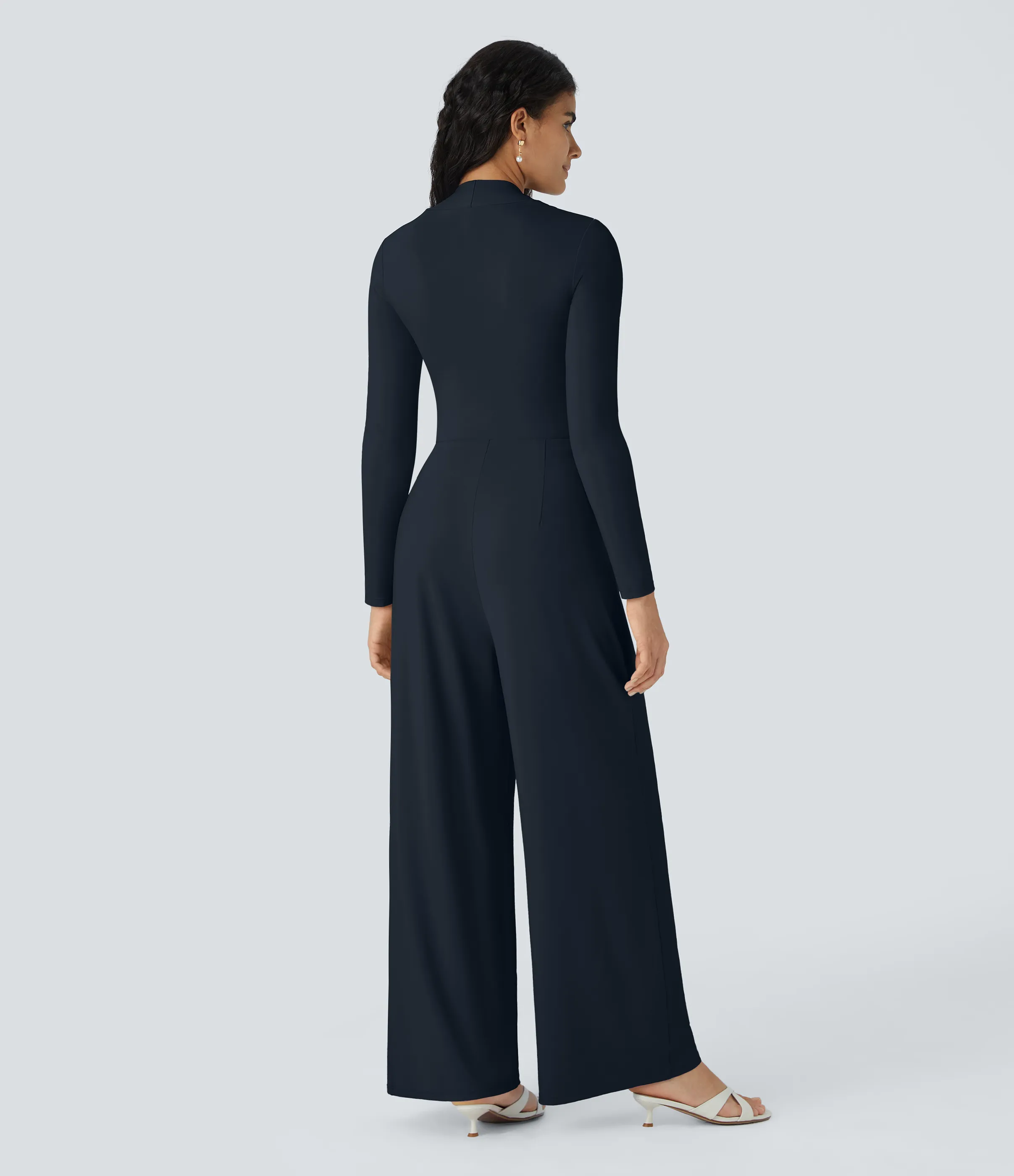 Halara Mono dama honor invitada boda pierna ancha manga larga - Dark Sapphire - S(regular) sold by Halara product image thumbnail 3
