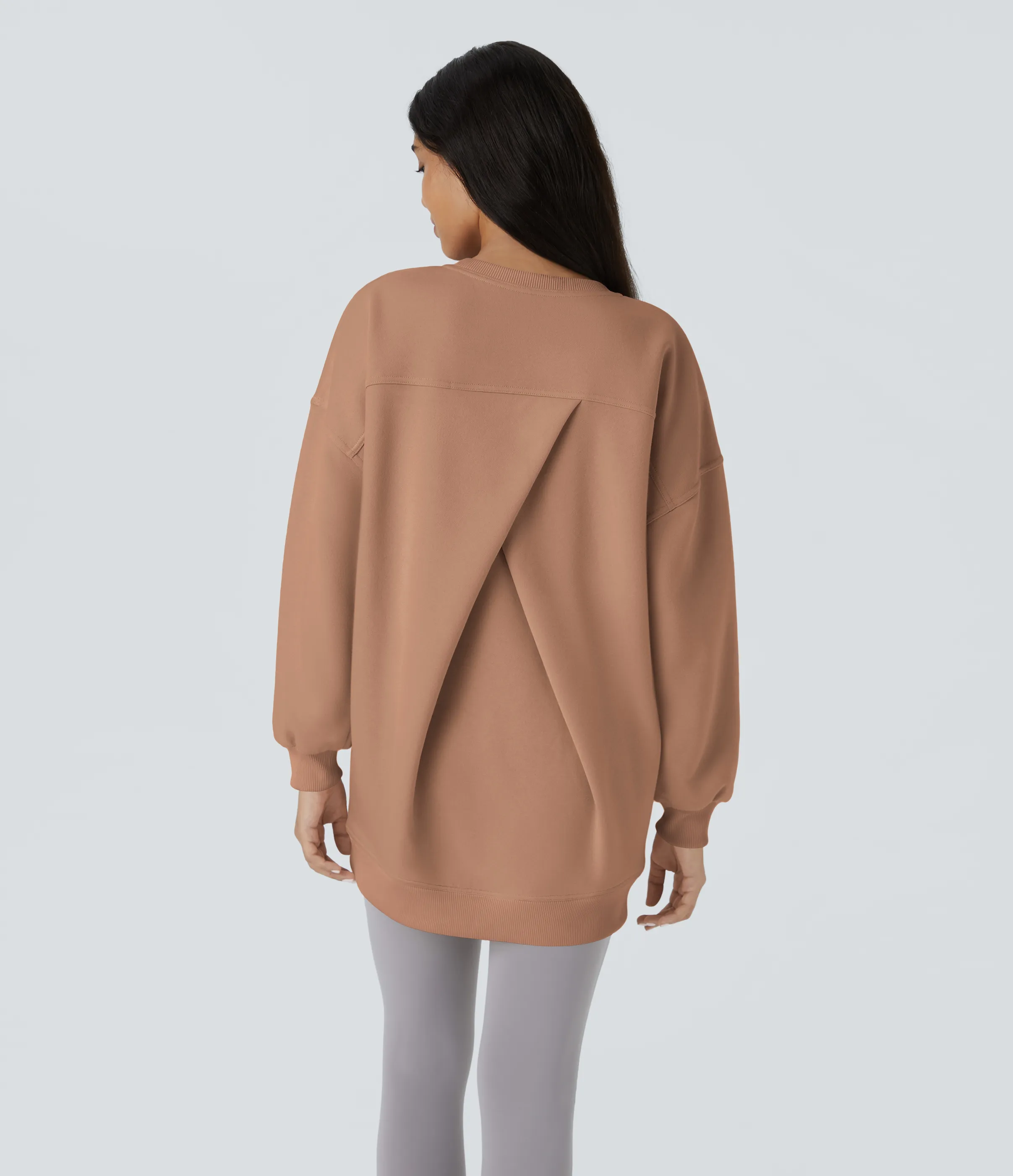 Halara Sudadera polar gran tamaño bolsillo lateral manga larga cuello redondo - Mocha Mousse - M sold by Halara product image thumbnail 2