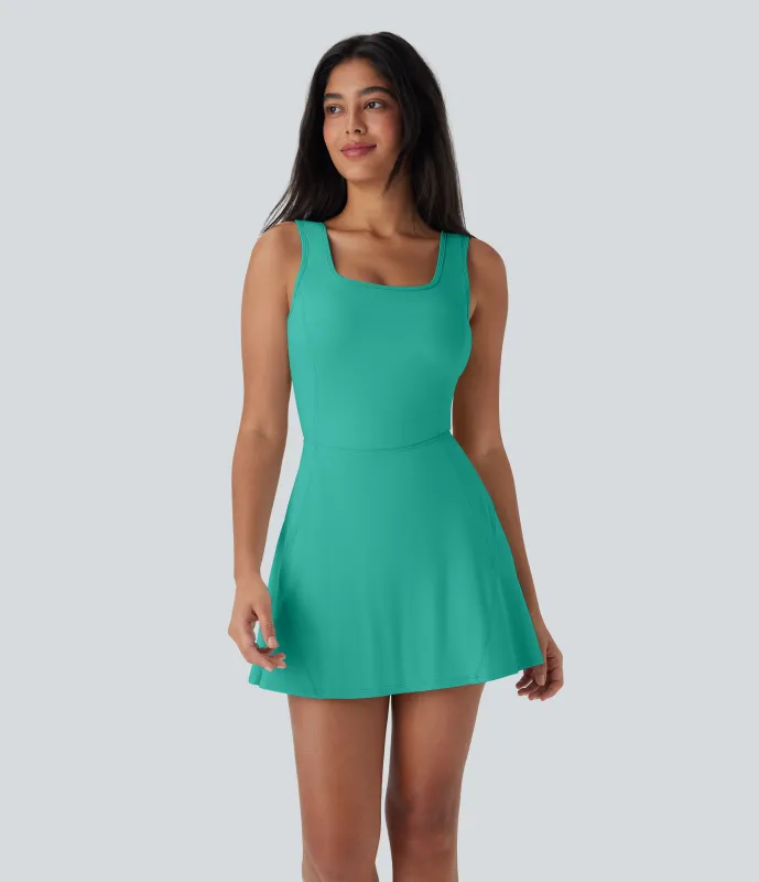 Halara Vestido mini de baile Softlyzero™ Airy 2 en 1 con espalda abierta cruzada y escote en U con bolsillos laterales y fresco al tacto - Easy Peezy - Waterfall - XL made by Halara