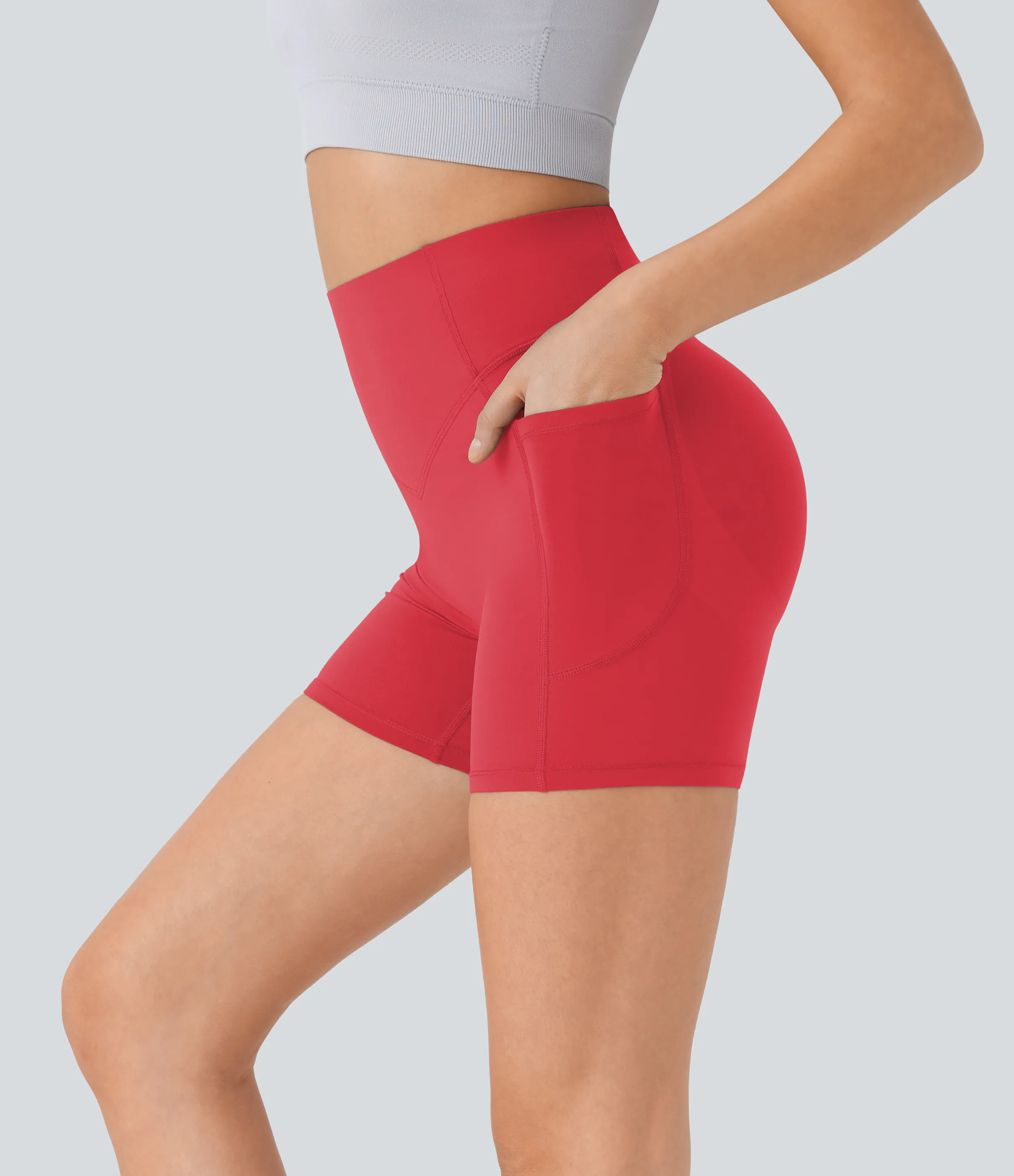 Halara Pantalón corto SoCinched UltraSculpt ciclista tiro alto realce glúteo bolsillo lateral entrenamiento 12.5cm - Bittersweet - S sold by Halara product image thumbnail 2