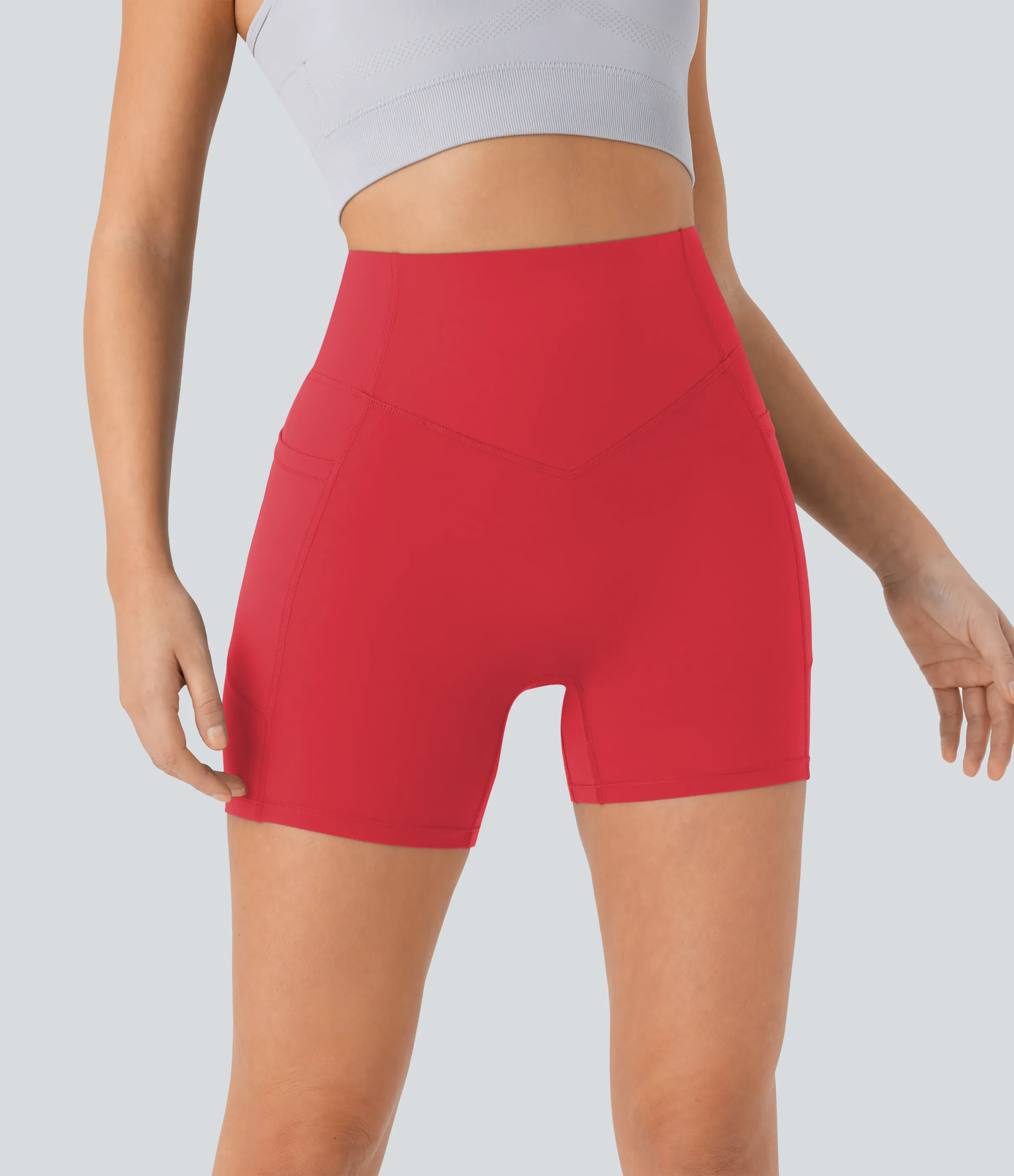 Halara Pantalón corto SoCinched UltraSculpt ciclista tiro alto realce glúteo bolsillo lateral entrenamiento 12.5cm - Bittersweet - S sold by Halara product image thumbnail 4