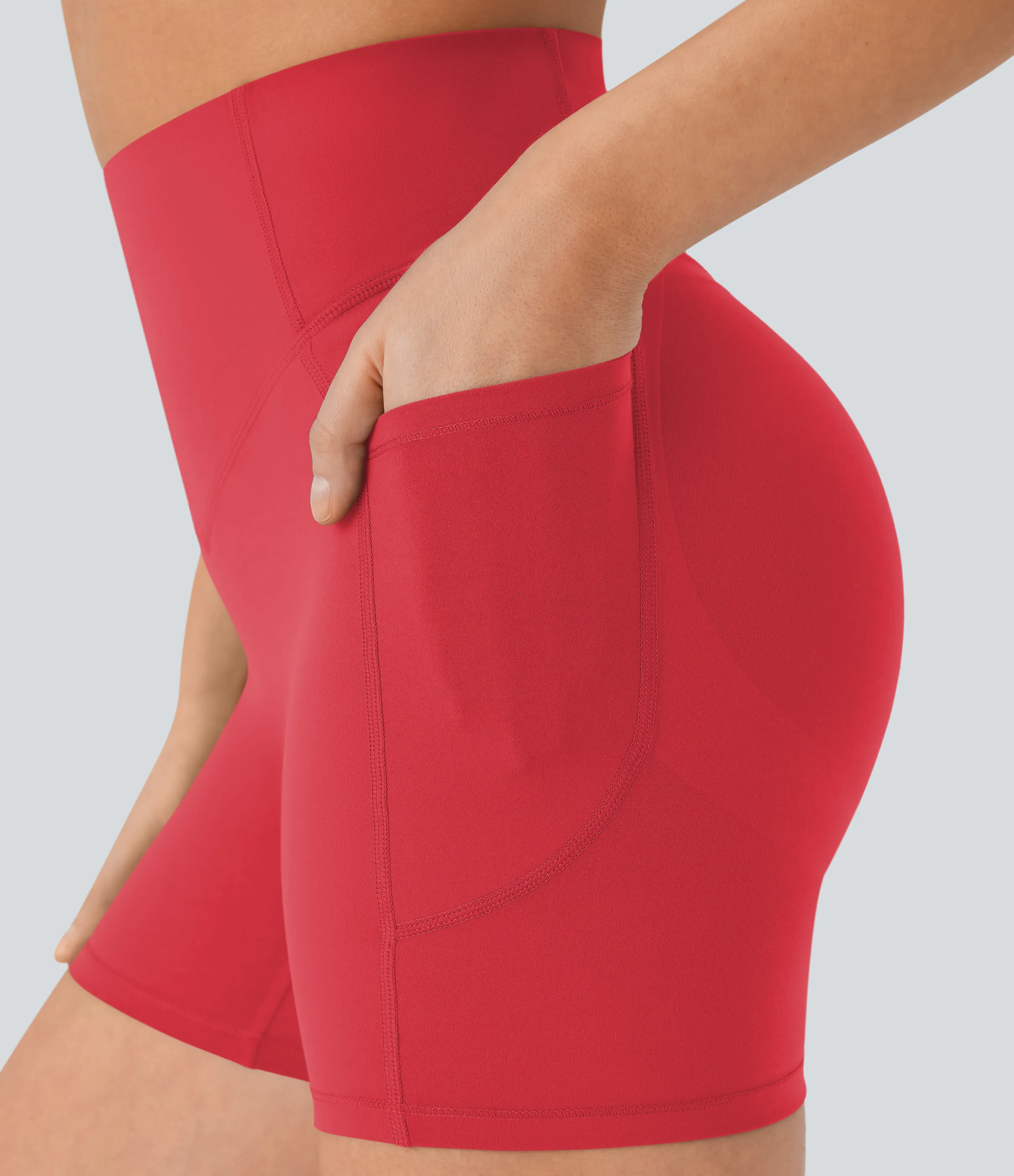 Halara Pantalón corto SoCinched UltraSculpt ciclista tiro alto realce glúteo bolsillo lateral entrenamiento 12.5cm - Bittersweet - S sold by Halara product image thumbnail 5