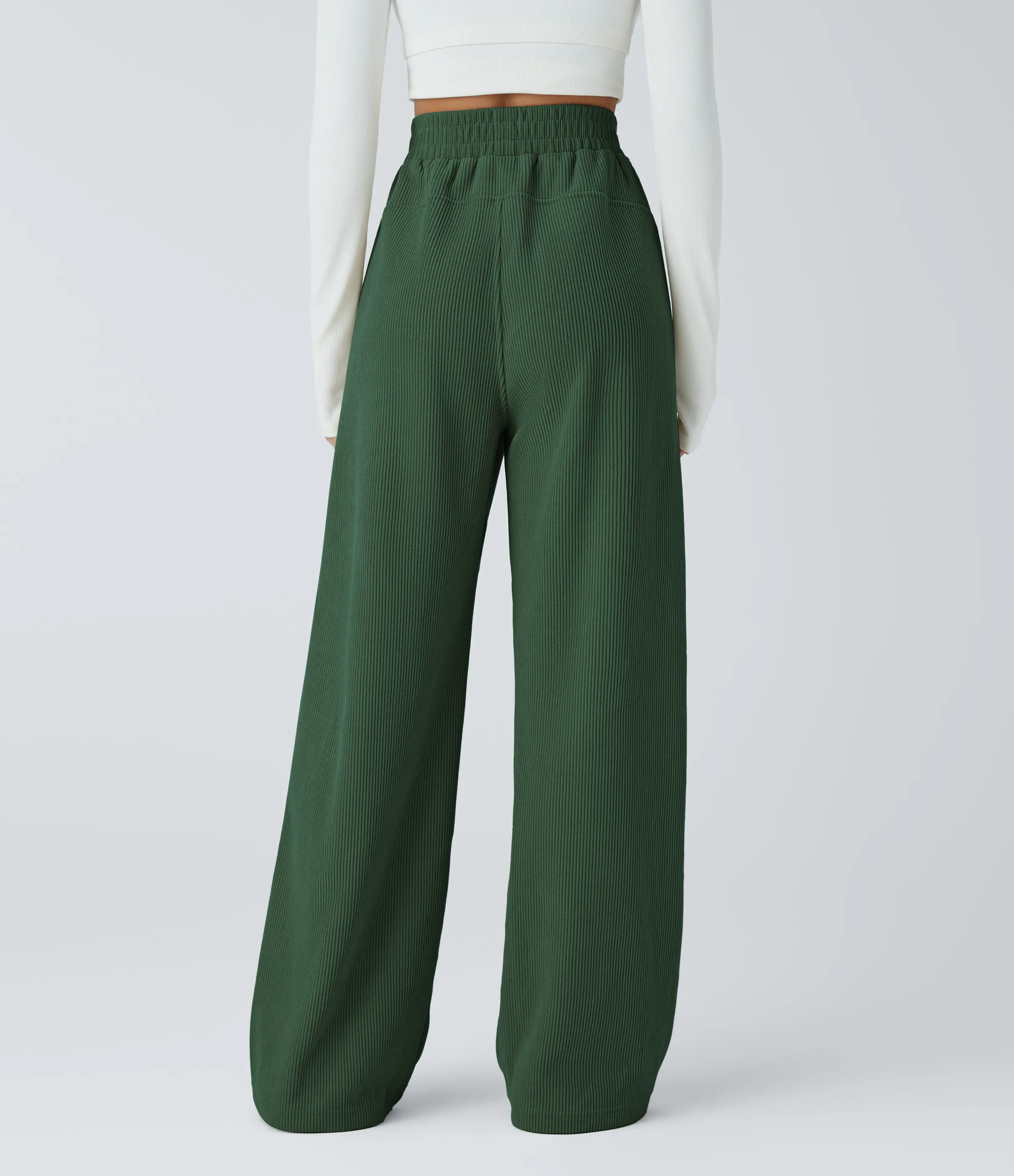 Halara Pantalón pana tiro alto bolsillo lateral pierna recta - Greener Pastures - L(petite) sold by Halara product image thumbnail 3