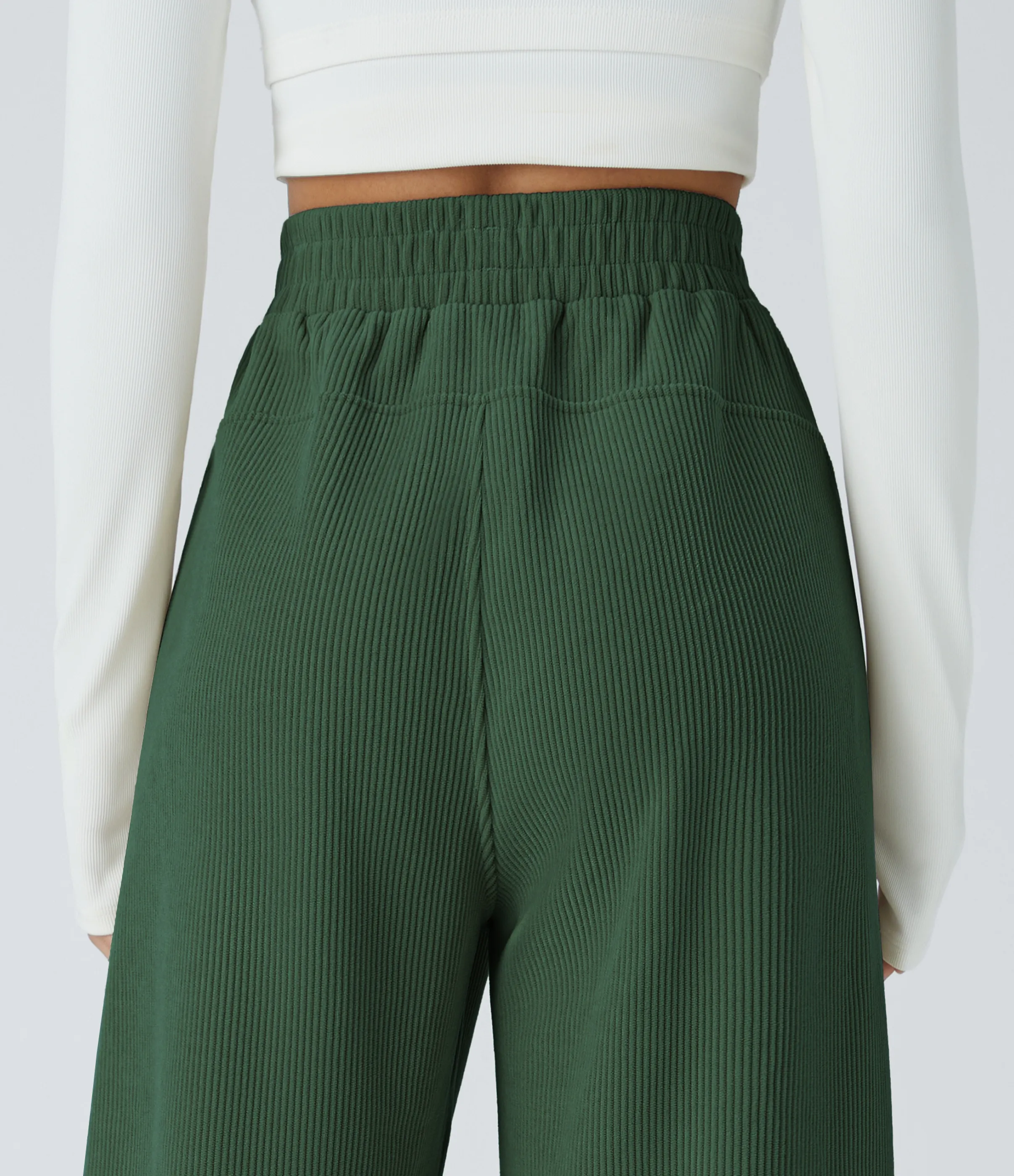 Halara Pantalón pana tiro alto bolsillo lateral pierna recta - Greener Pastures - L(petite) sold by Halara product image thumbnail 5