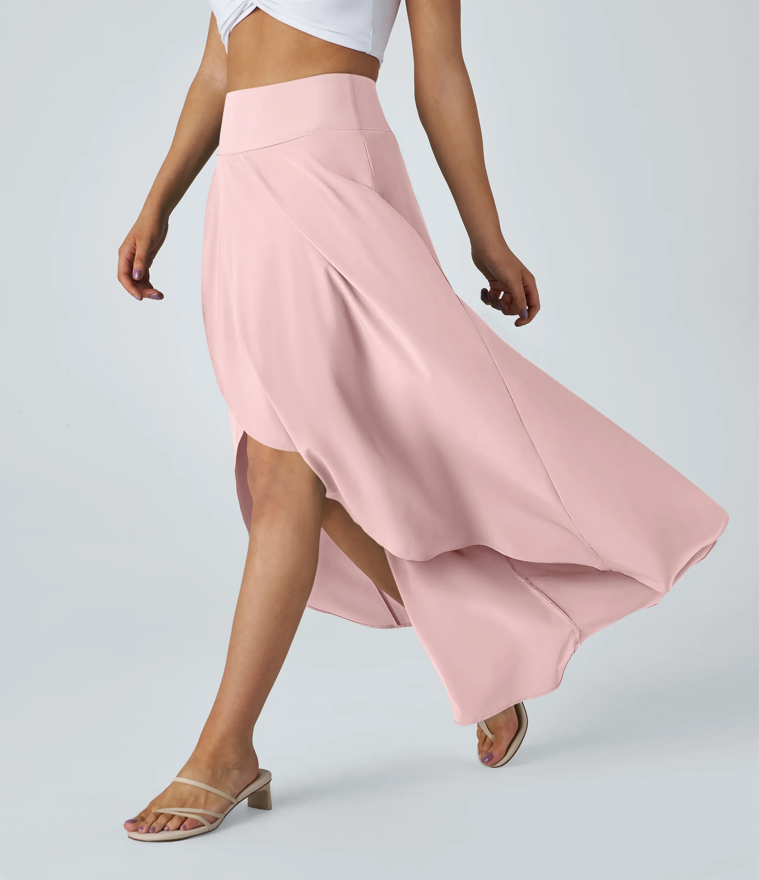 Halara Falda Breezeful™ larga regular tiro alto volante alto bajo 2 en 1 fluida secado rápido - Primrose Pink - S(regular) sold by Halara product image thumbnail 2