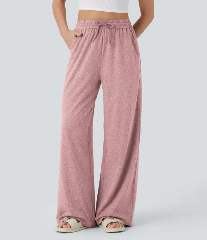 Halara Pantalón pierna ancha bolsillo lateral cordón tiro alto - Mottled Begonia - XS(petite) made by Halara