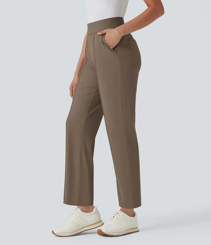 Halara Pantalón golf tiro medio alto múltiple bolsillo secado rápido - Camiseta golf - UPF 40+ - Shitake - S(petite) made by Halara