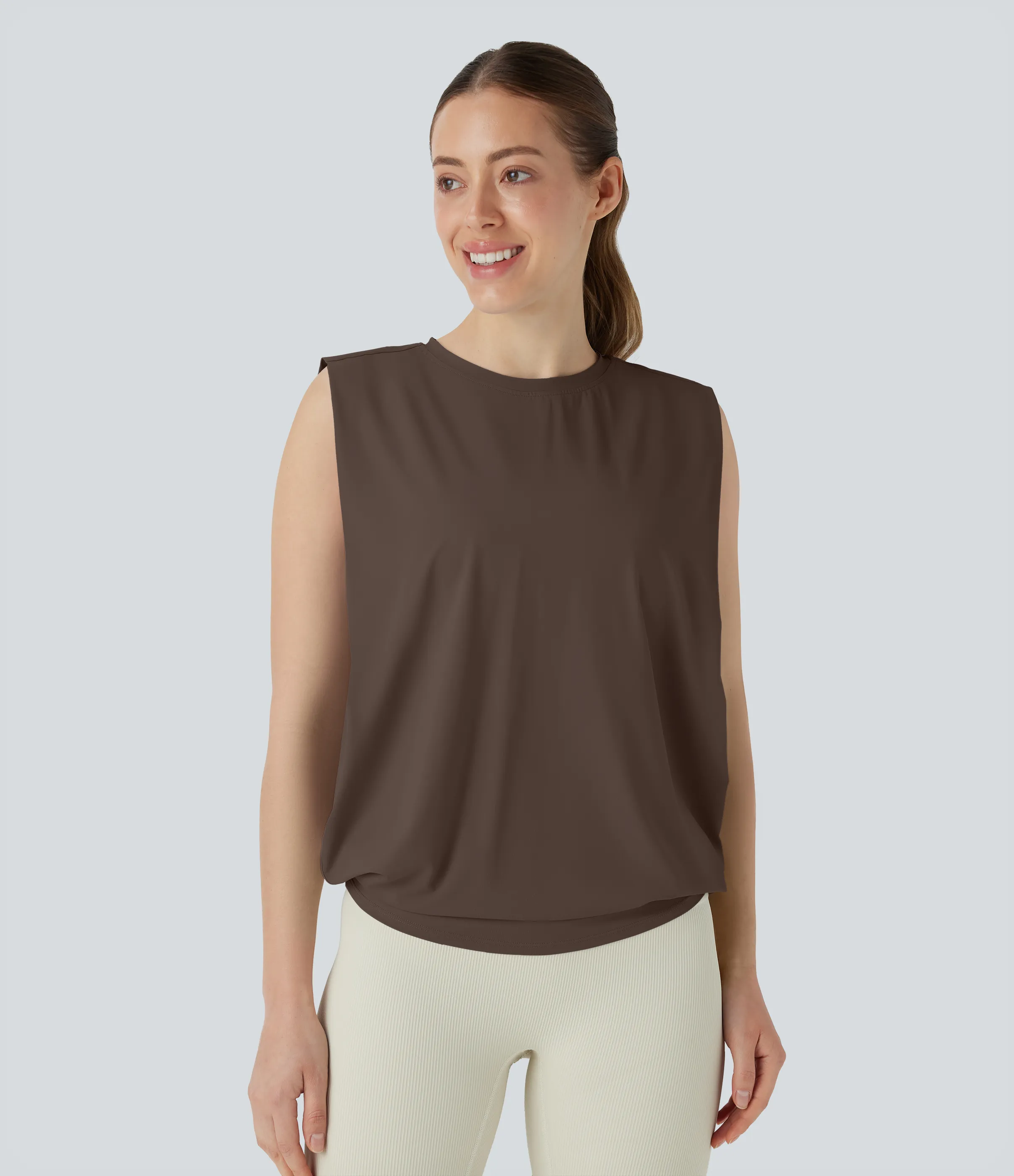 Halara Camiseta yoga cuello redondo fruncido tacto fresco - UPF 50+ - Chocolate Martini - XL sold by Halara product image thumbnail 2